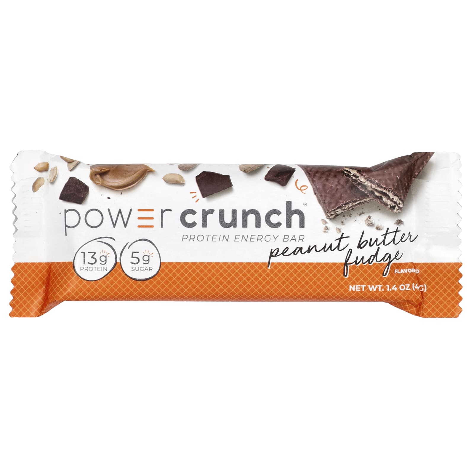 BNRG Power Crunch, Protein Energy Bar – Peanut Butter Fudge – 40 g — étiquette 1