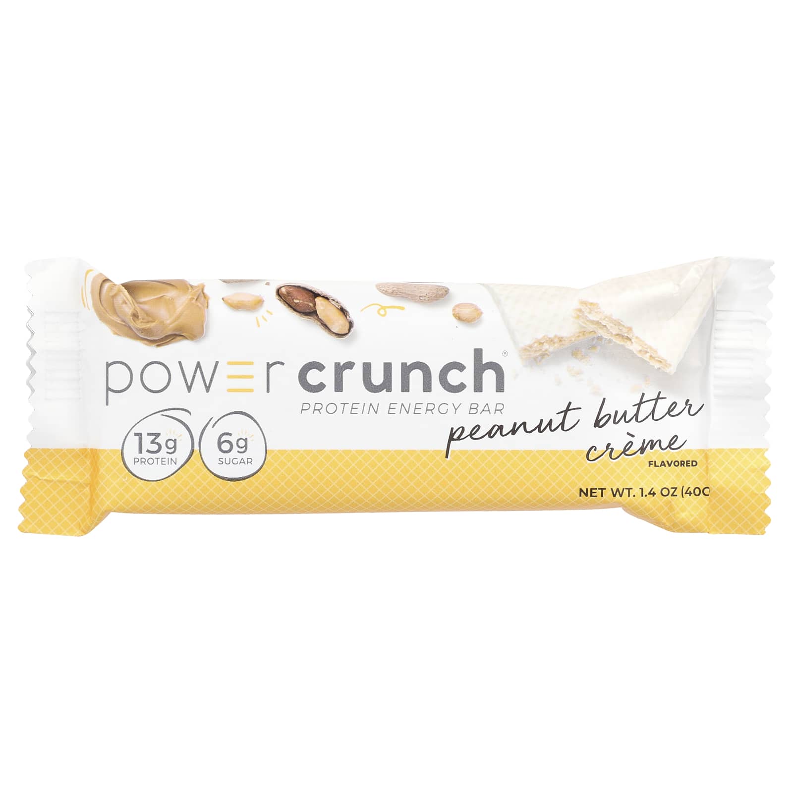 BNRG Power Crunch, Protein Energy Bar – Peanut Butter Creme – 40 g — étiquette 1