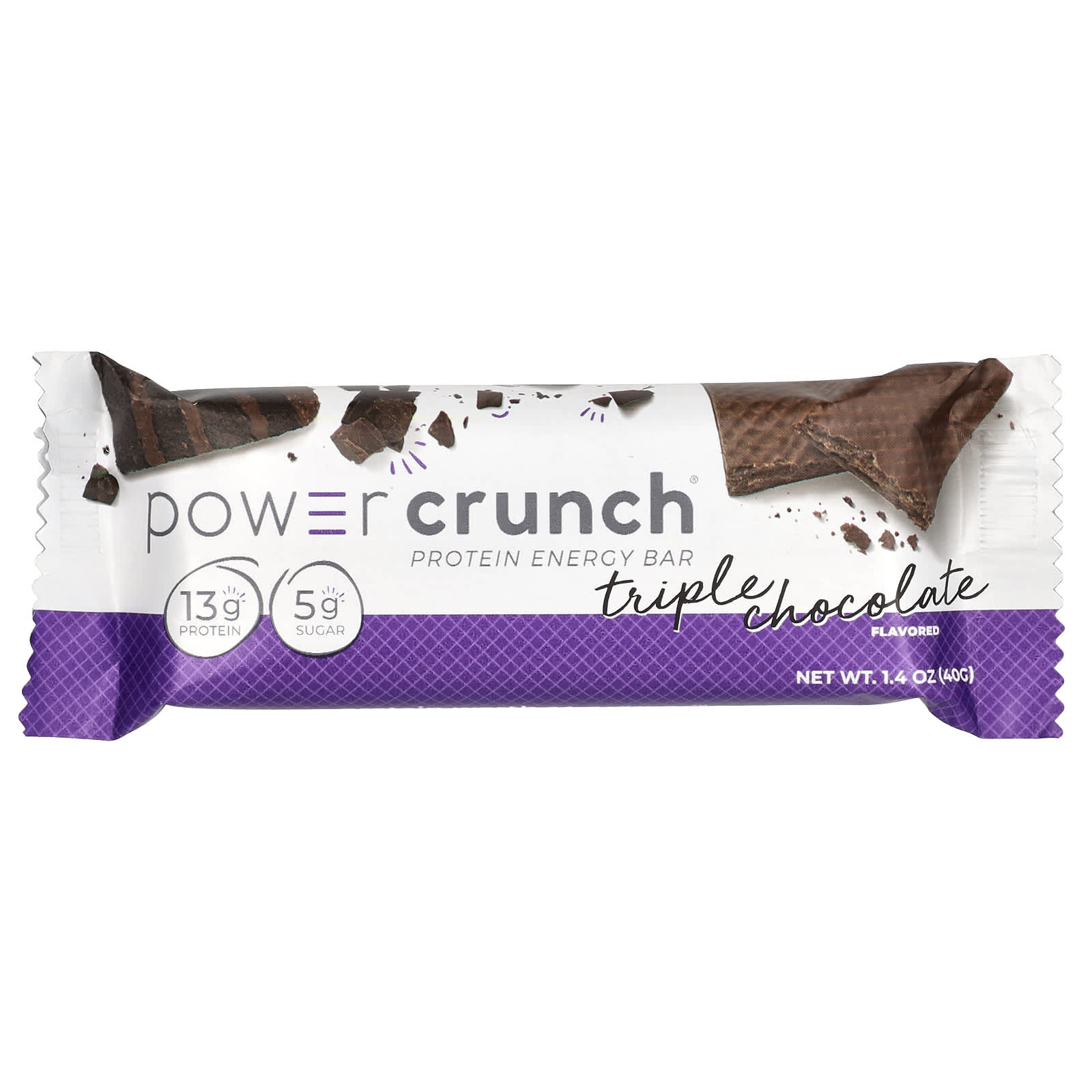 BNRG Power Crunch, Protein Energy Bar – Triple Chocolate – 40 g — étiquette 1