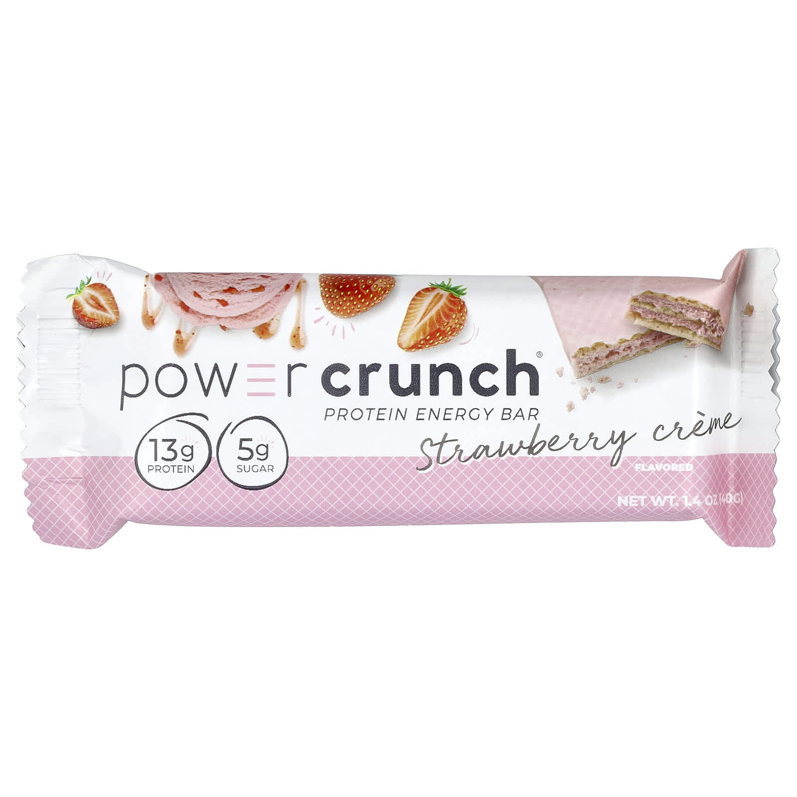 BNRG Power Crunch, Protein Energy Bar – Strawberry Creme – 40 g — étiquette 1