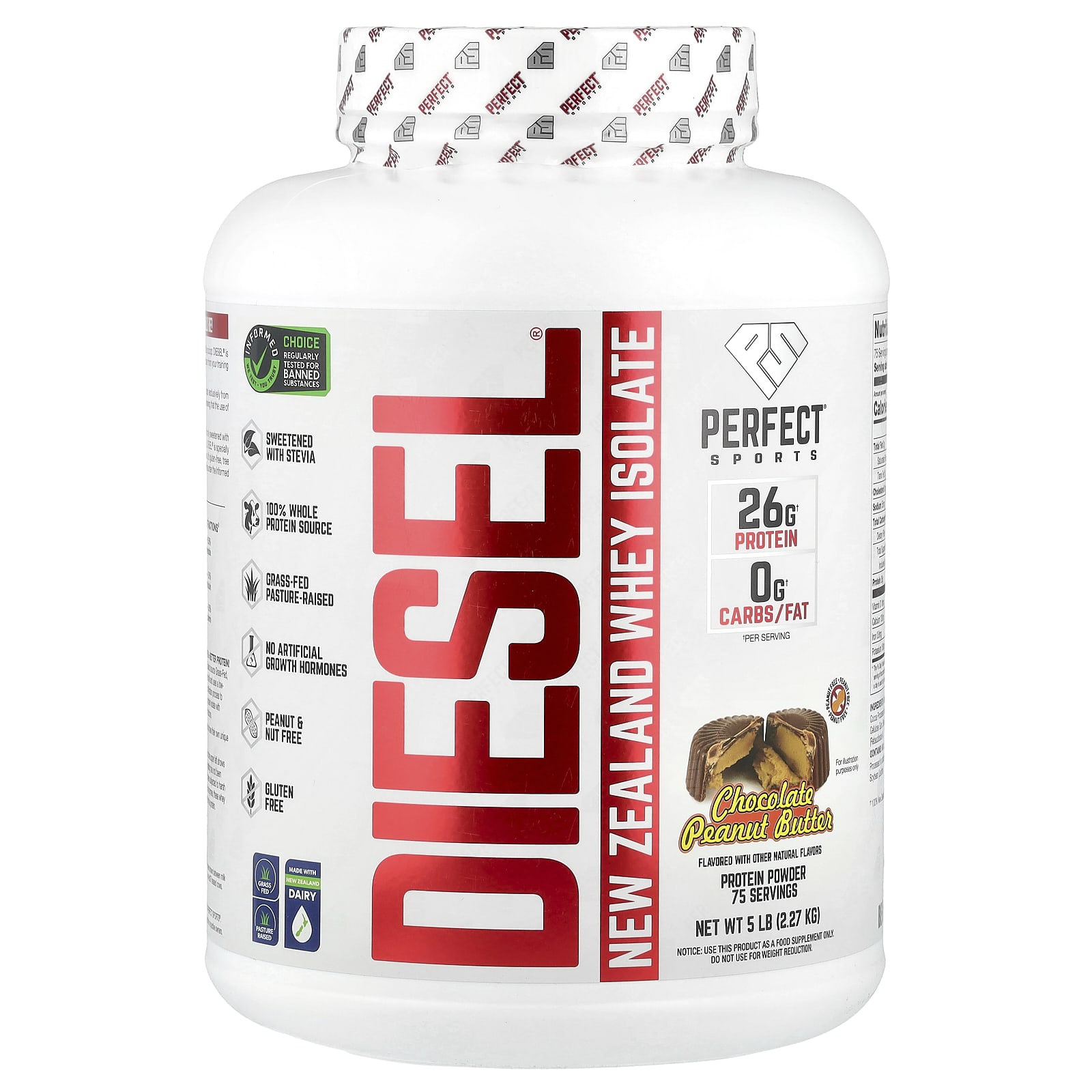 PERFECT Sports Diesel, New Zealand Whey Isolate – Chocolate Peanut Butter – 2,27 kg — Tunisie