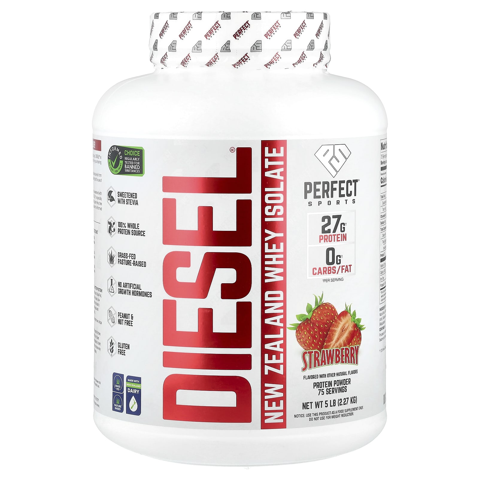 PERFECT Sports Diesel, New Zealand Whey Isolate – Strawberry – 2,27 kg — Tunisie