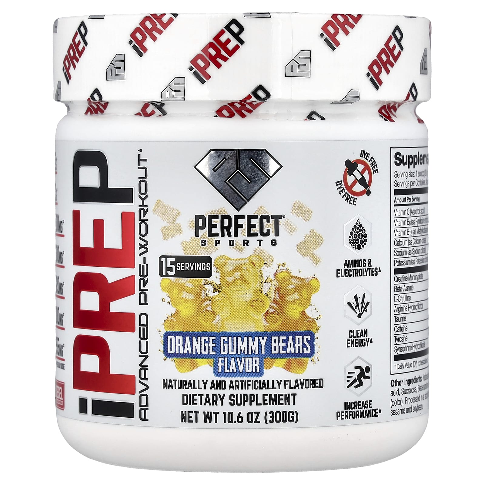 PERFECT Sports iPrep, Advanced Pre-Workout – Orange Gummy Bears – 300 g — Tunisie