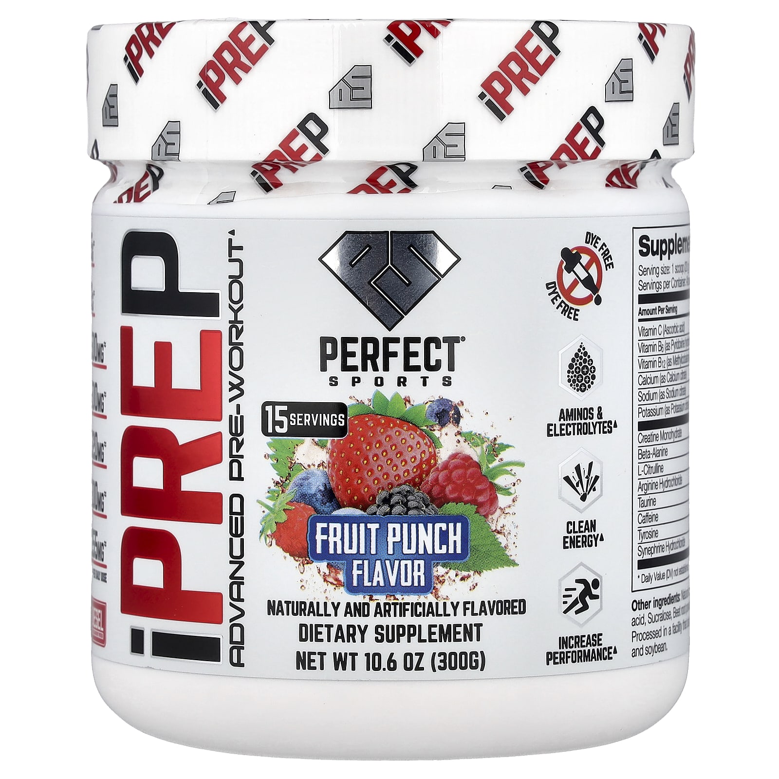 PERFECT Sports iPrep, Advanced Pre-Workout – Fruit Punch – 300 g — Tunisie