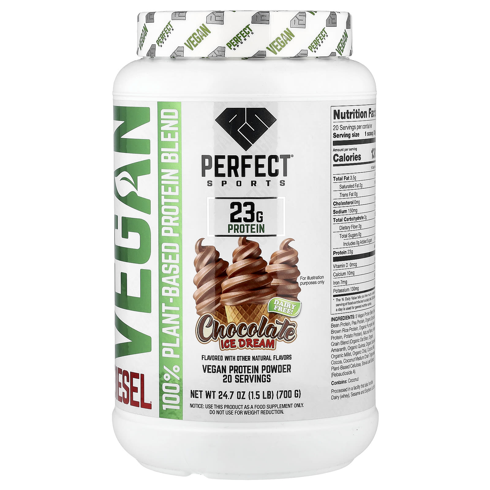 PERFECT Sports Vegan Diesel – Chocolate Ice Dream – 700 g — Tunisie