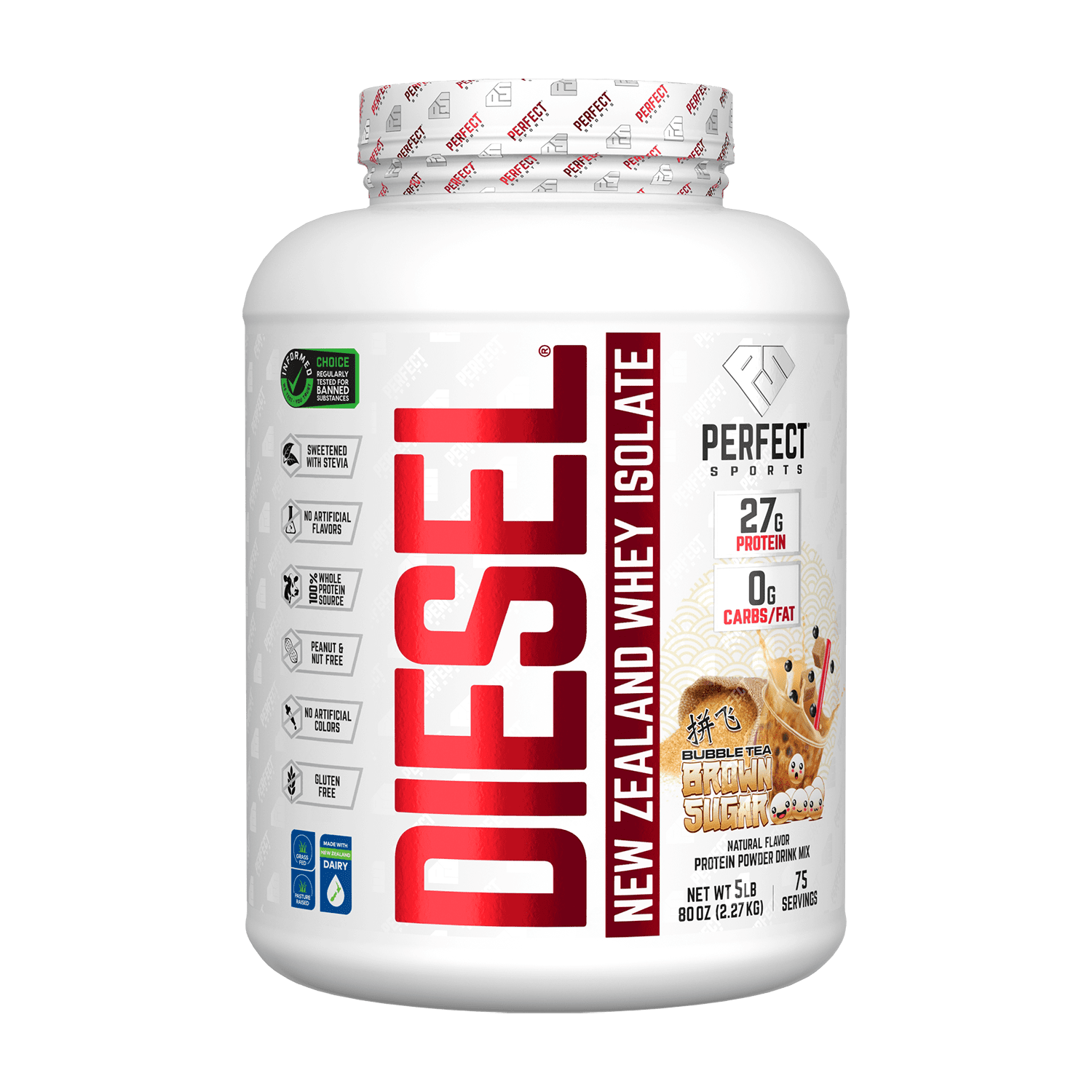 PERFECT Sports Diesel, New Zealand Whey Isolate, Bubble Tea, Brown Sugar – 2,27 kg — Tunisie