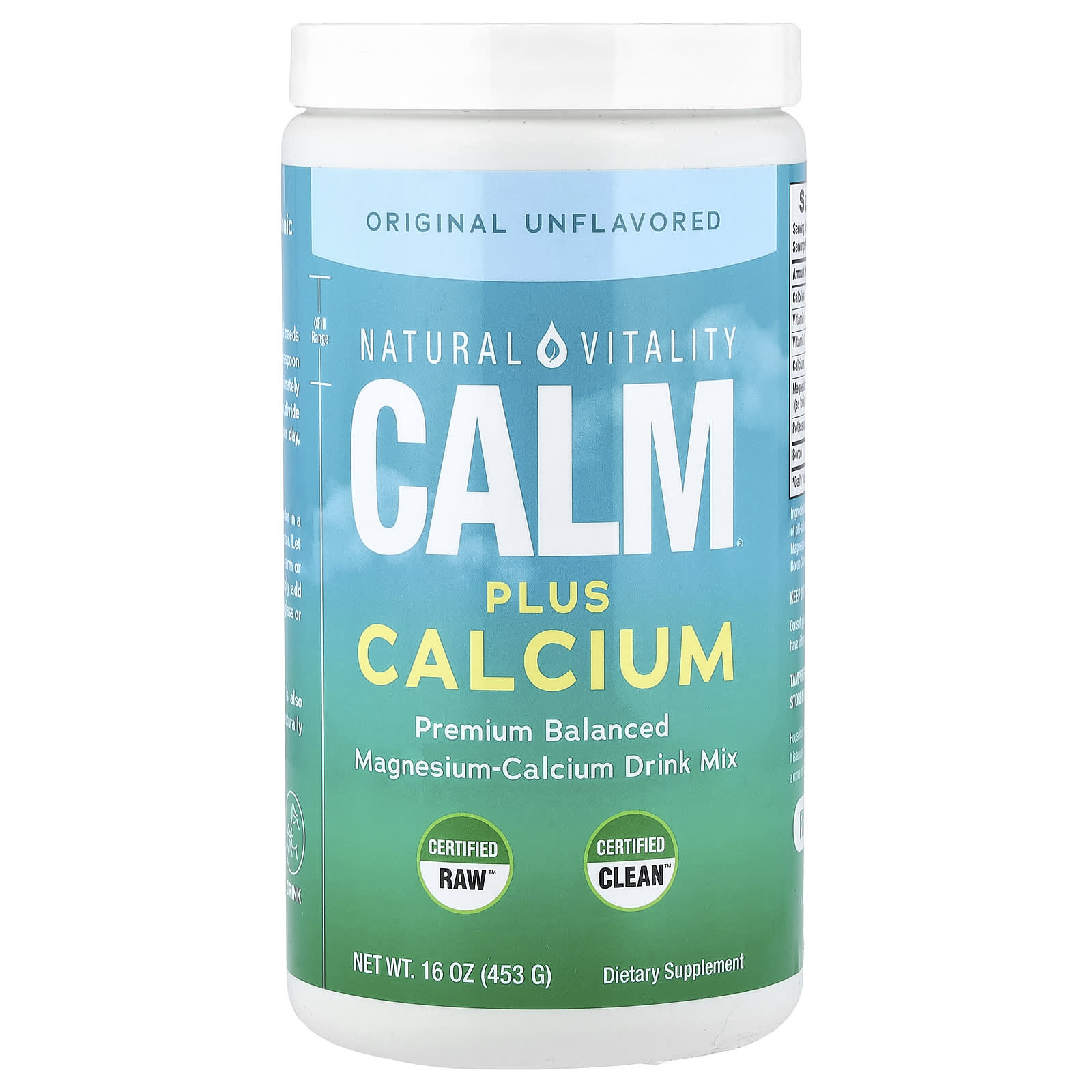 Natural Vitality CALM, Plus Calcium, Magnesium-Calcium Drink Mix, Original Unflavored – Sans arôme – 453 g — Tunisie