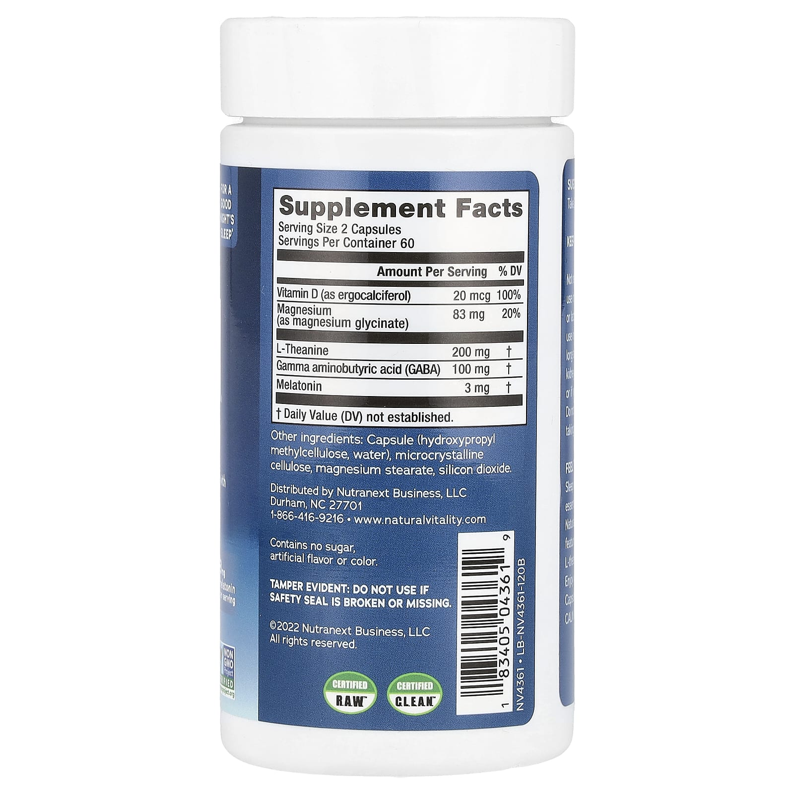 Natural Vitality CALM, Sleep – 120 gélules — photo 2 sur 2