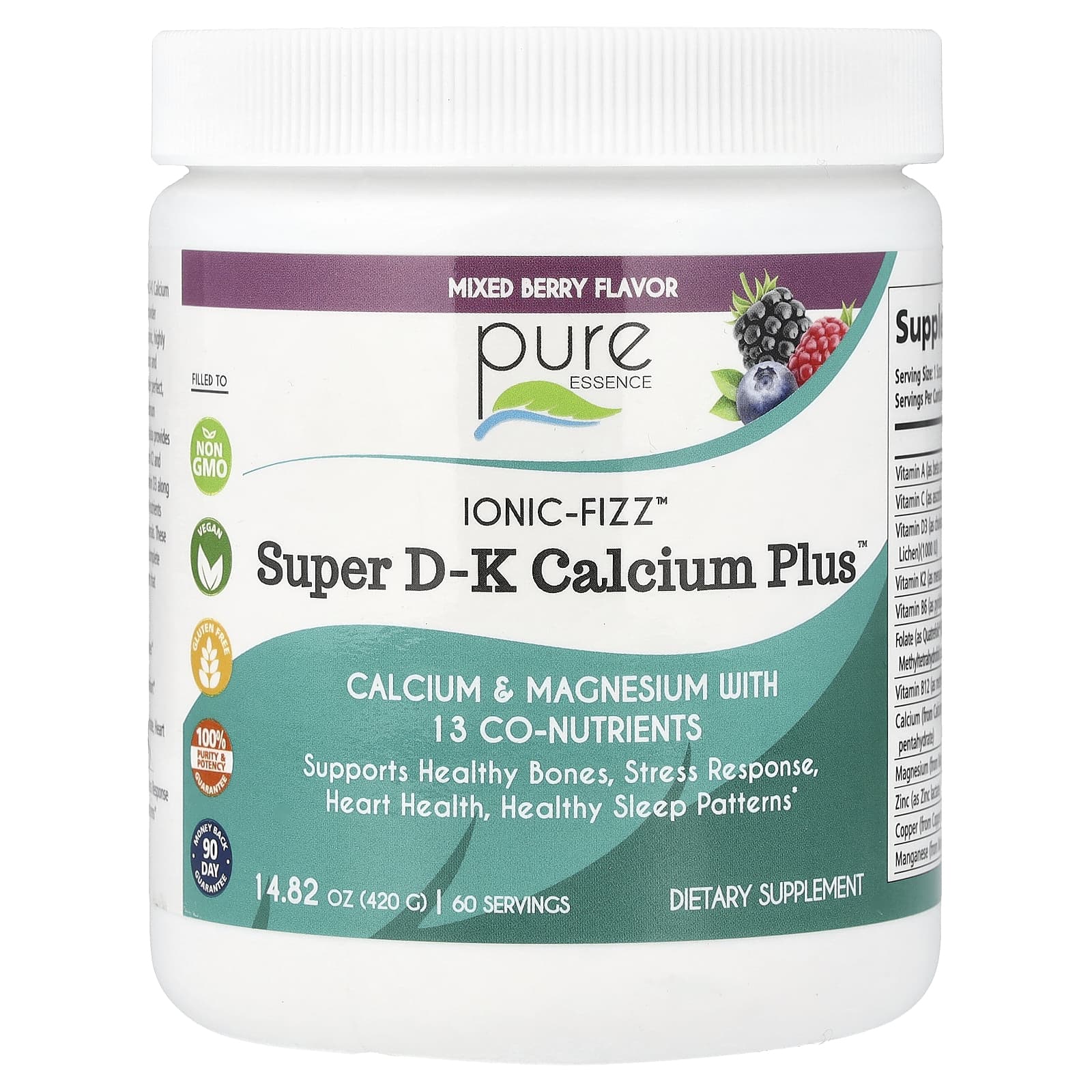 Pure Essence lonic-Fizz, Super D-K Calcium Plus – Mixed Berry – 420 g — Tunisie