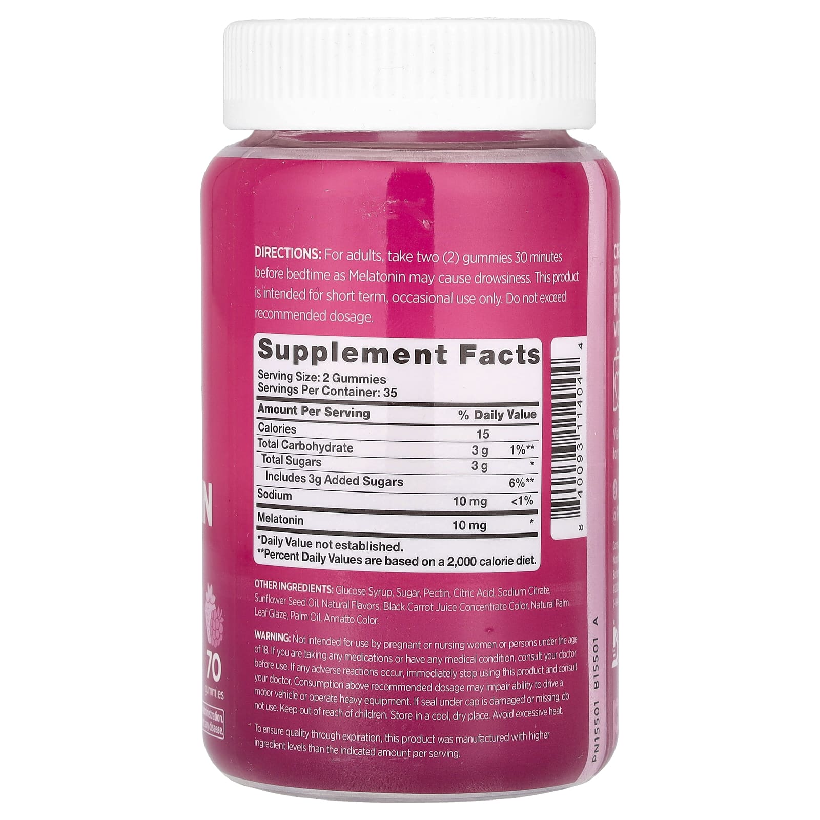 Pink Sleep Melatonin Gummies – Natural Mixed Berry – 70 gommes — photo 2 sur 2