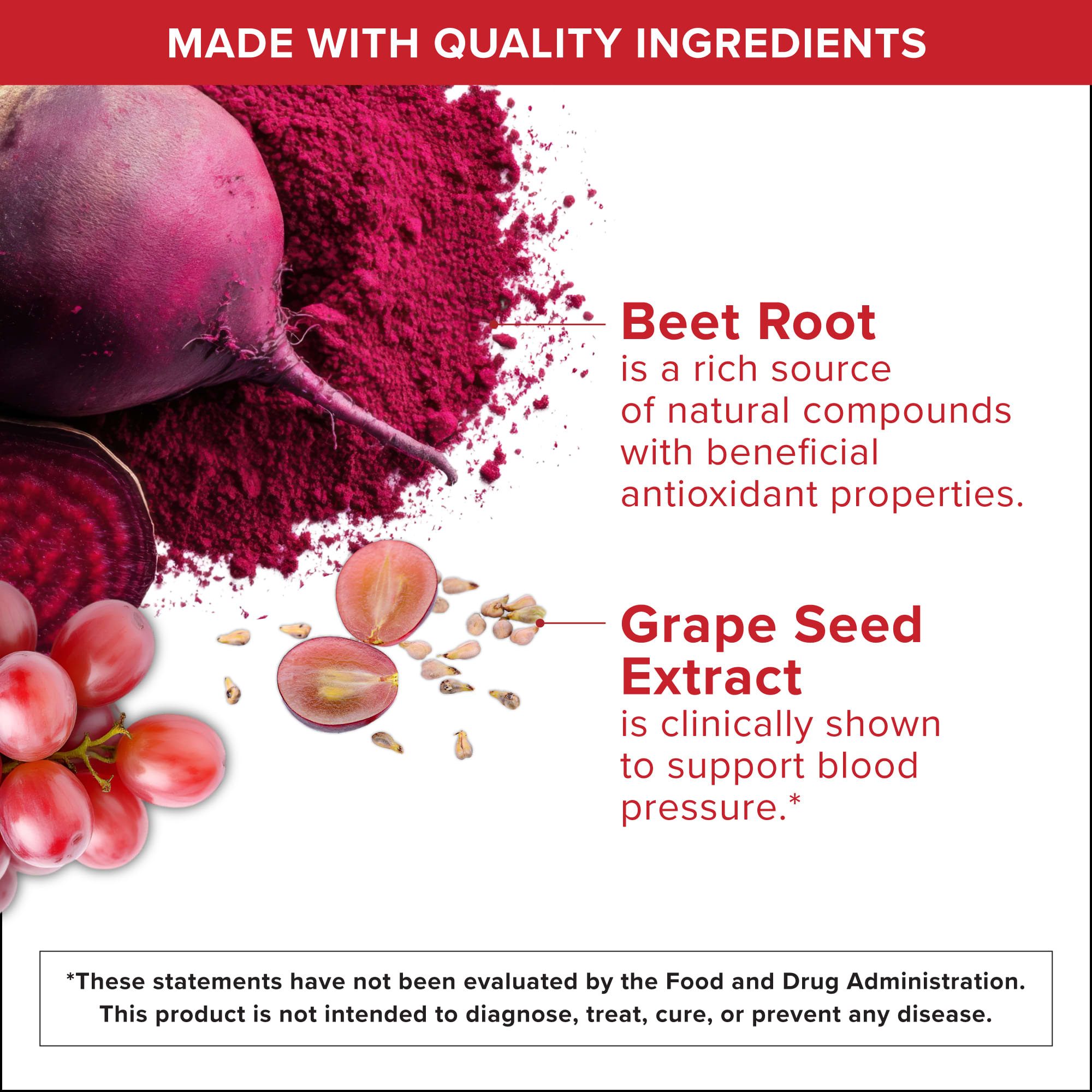 Qunol Blood Pressure Support – Beets Extract + CoQ10 and Grape Seed Extract – 60 gélules — étiquette 4