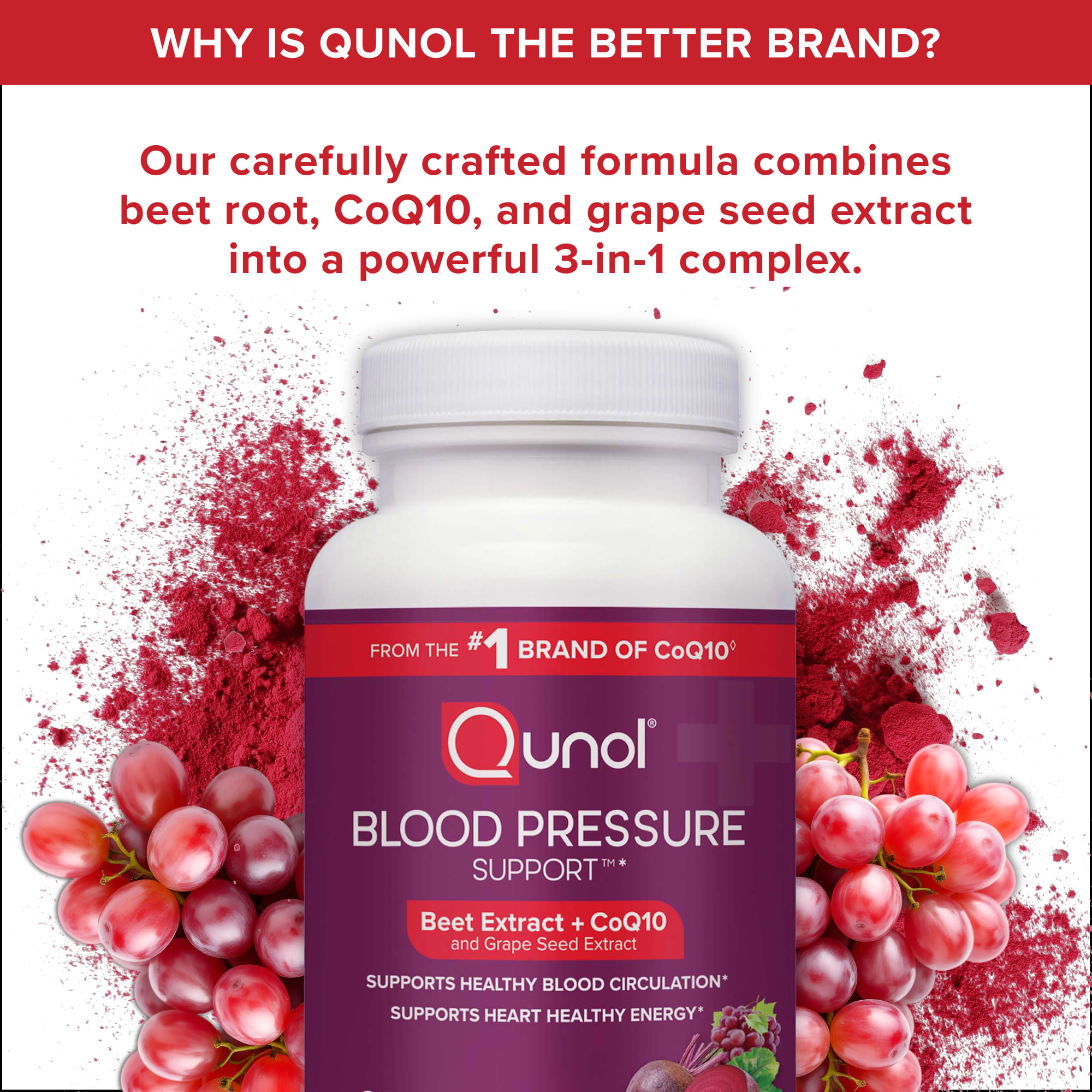 Qunol Blood Pressure Support – Beets Extract + CoQ10 and Grape Seed Extract – 60 gélules — étiquette 7