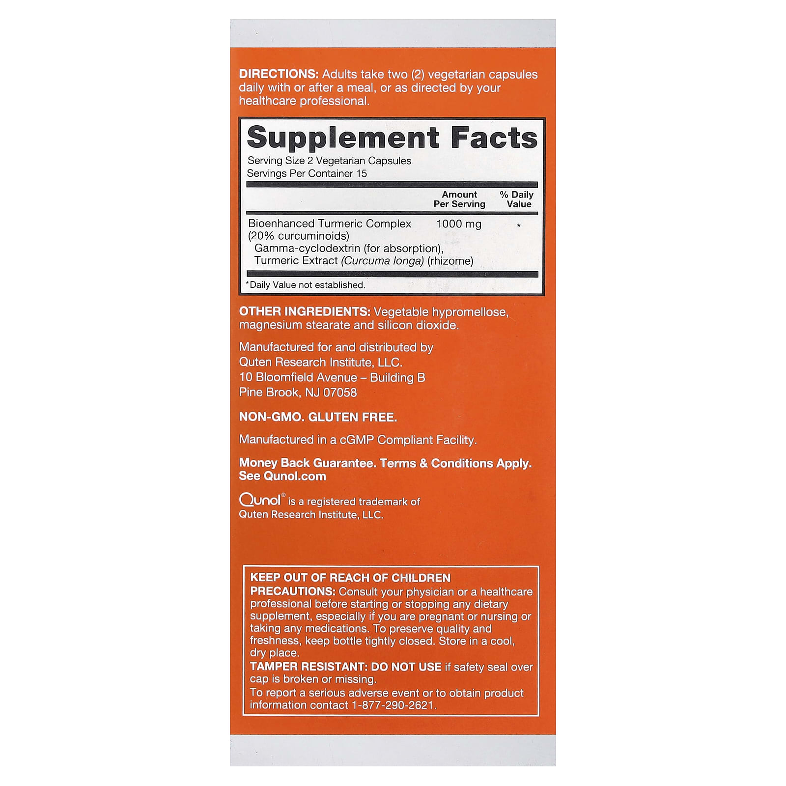 Qunol Turmeric, Curcumin Complex – 30 gélules végétales — photo 2 sur 2