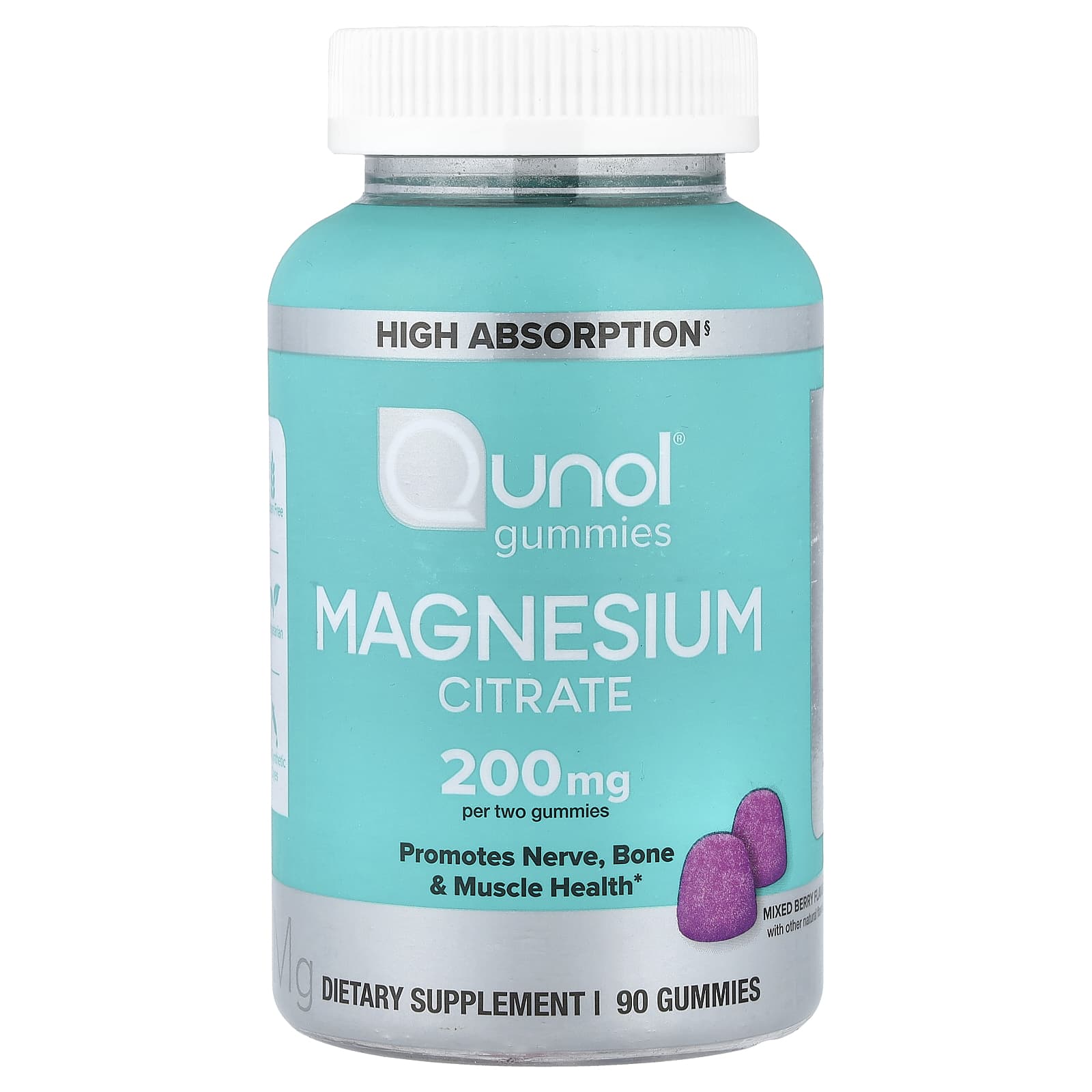 Qunol Magnesium Citrate Gummies – Mixed Berry – 90 gommes — Tunisie