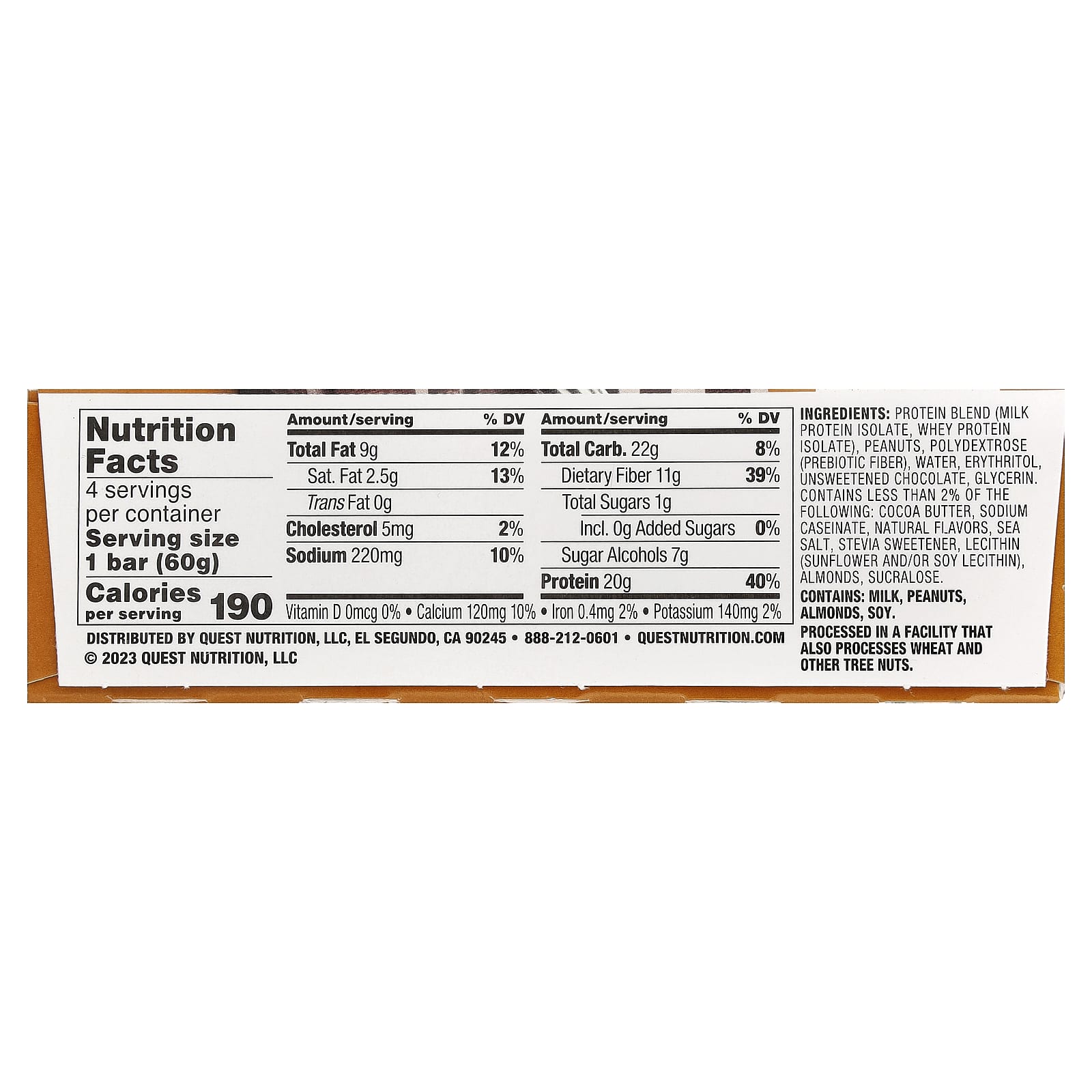 Quest Nutrition Protein Bar – Chocolate Peanut Butter – 60 g — photo 2 sur 2