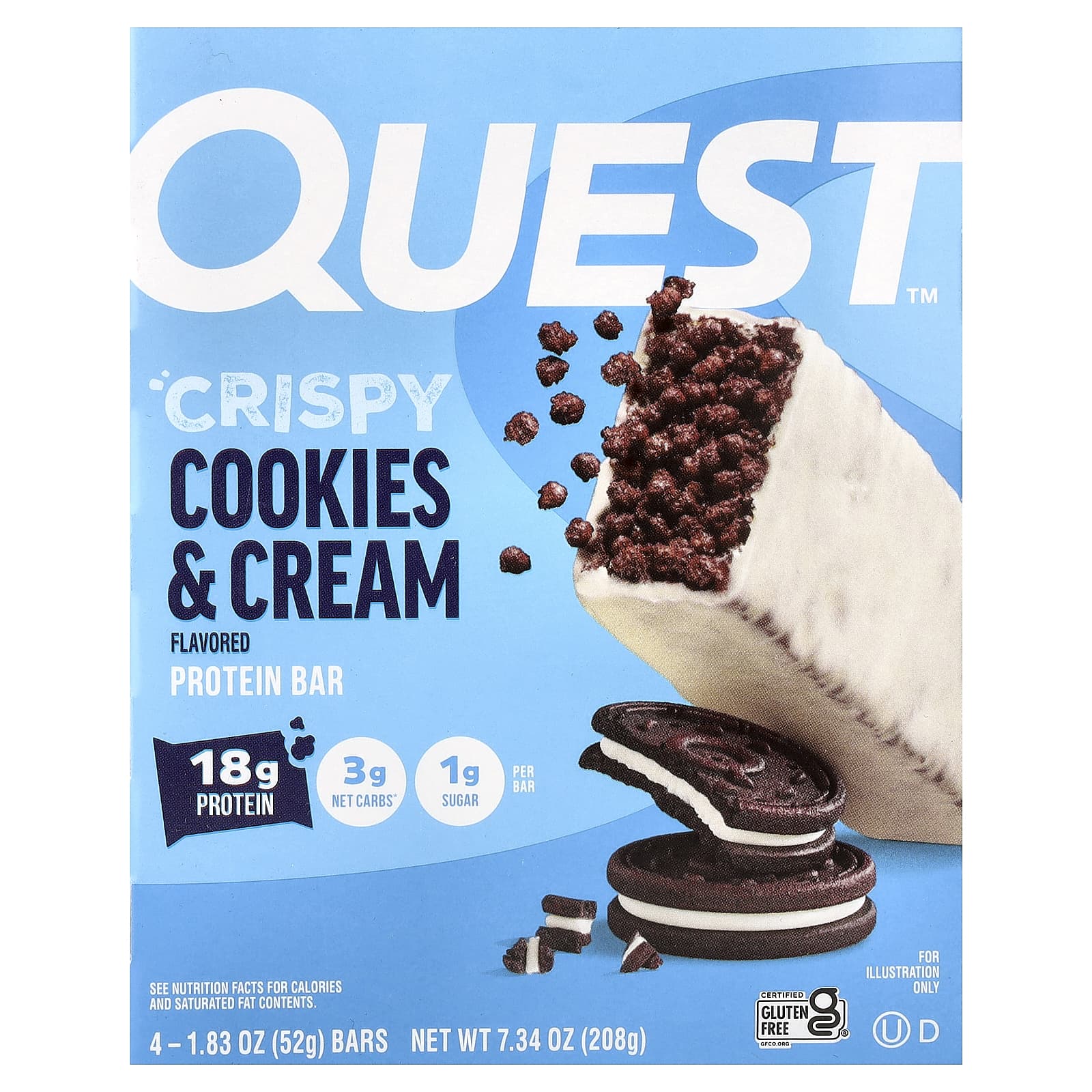 Quest Nutrition Protein Bar – Crispy Cookies & Cream – 4 Bars – 52 g — Tunisie