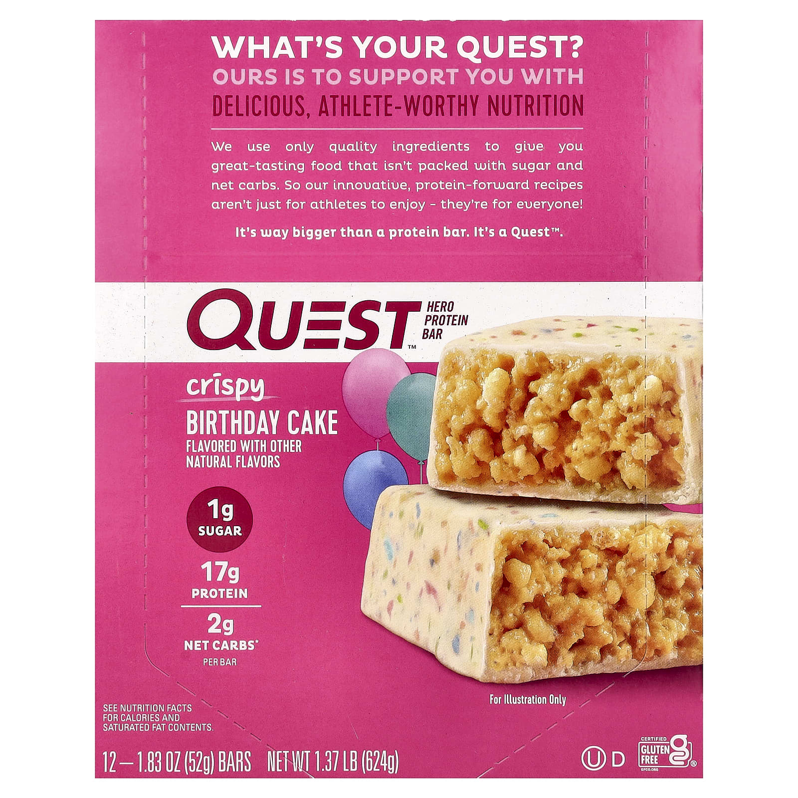 Quest Nutrition Hero Protein Bar – Crispy Birthday Cake – 52 g — Tunisie