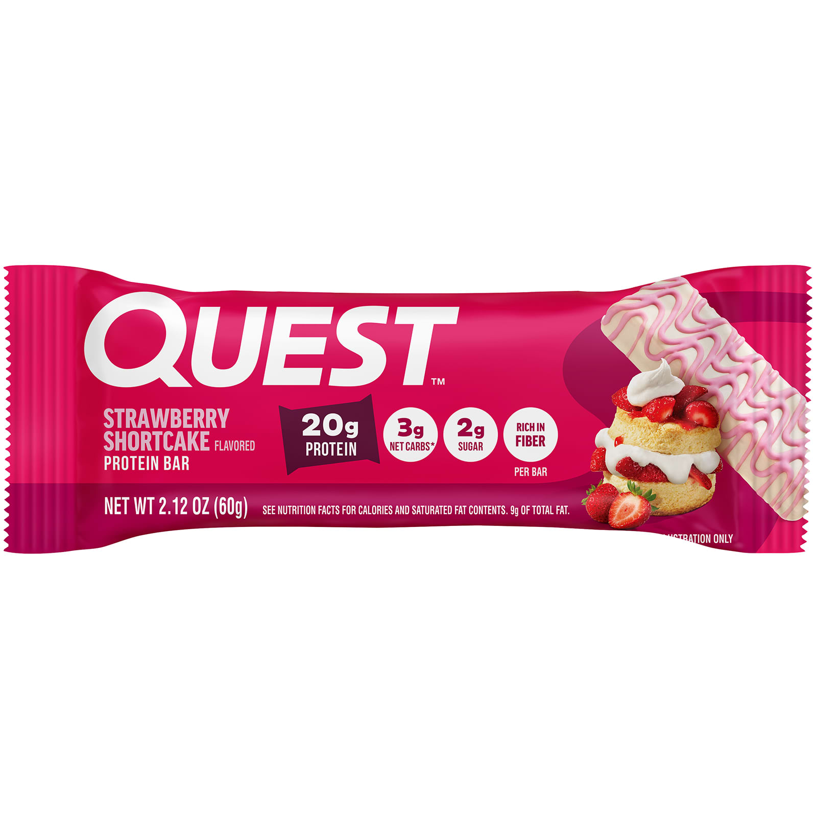 Quest Nutrition Protein Bar – Strawberry Shortcake – 4 Bars – 60 g — étiquette 1