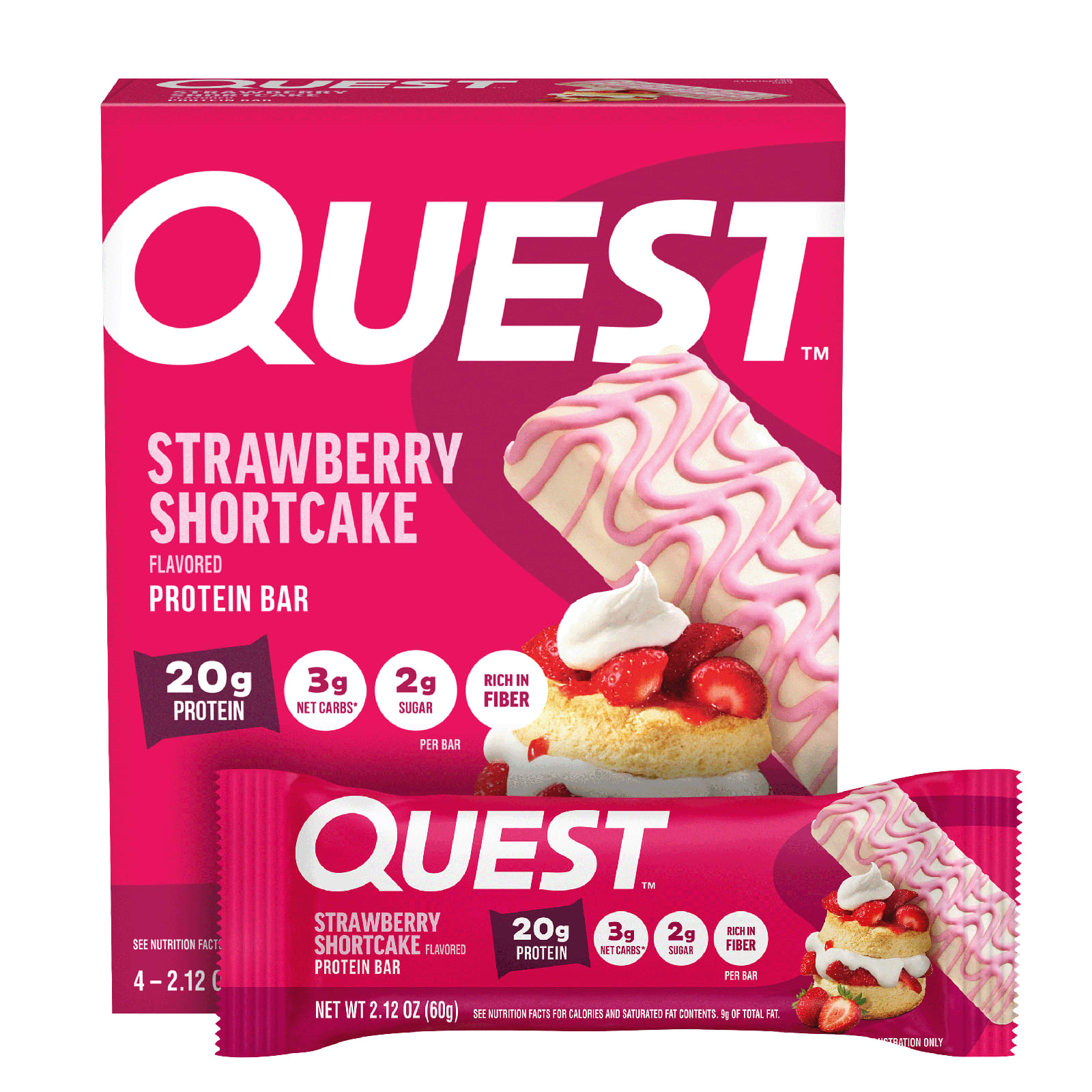 Quest Nutrition Protein Bar – Strawberry Shortcake – 4 Bars – 60 g — étiquette 2