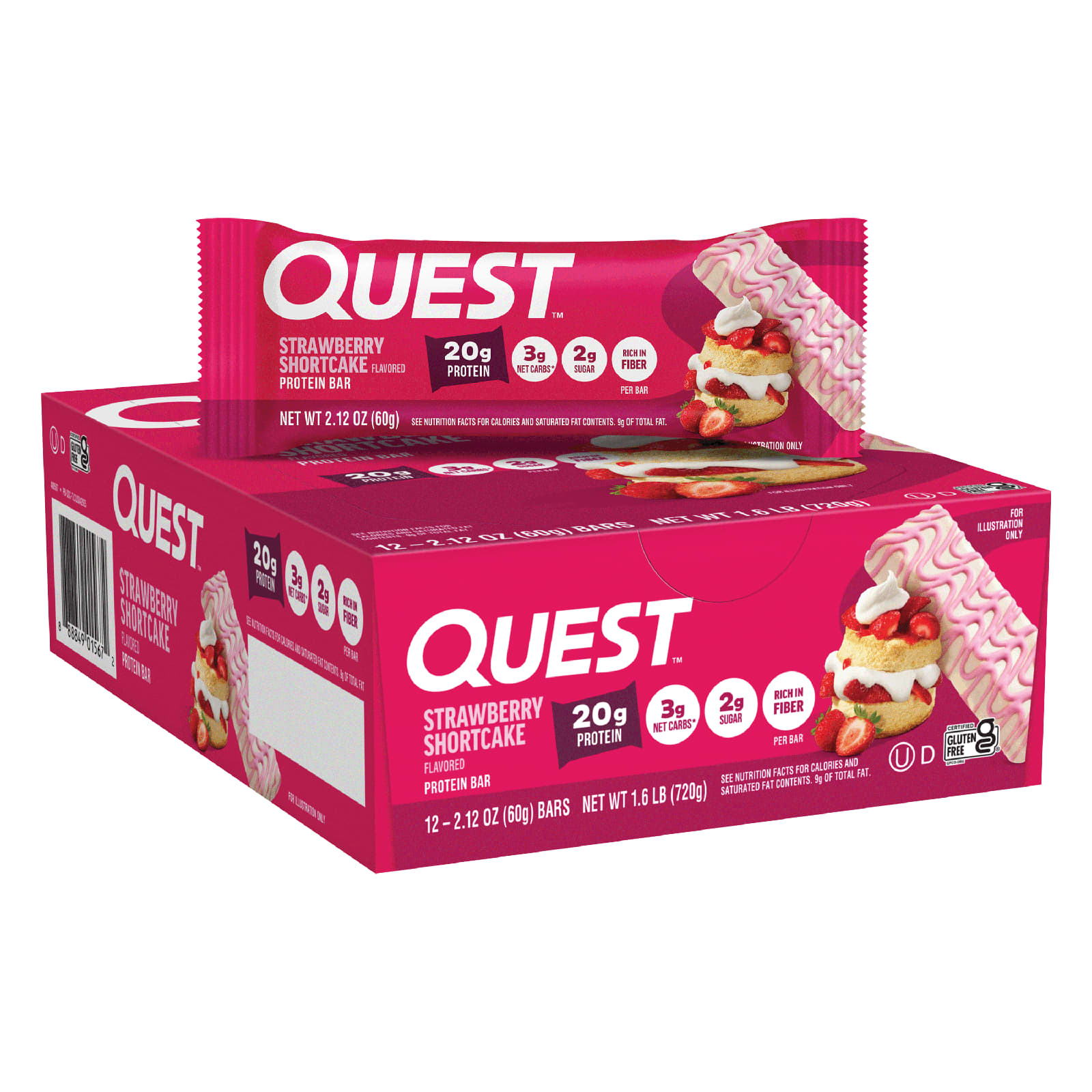 Quest Nutrition Protein Bar – Strawberry Shortcake – 12 Bars – 60 g — étiquette 2