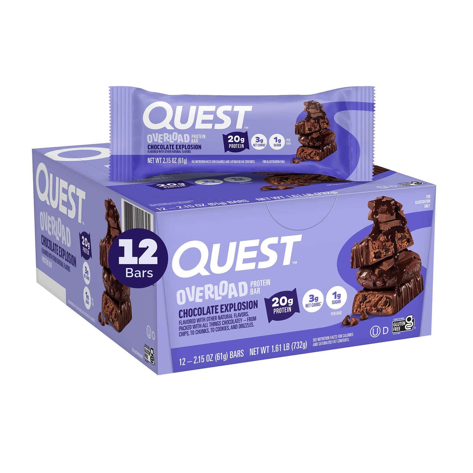 Quest Nutrition Overload Protein Bar – Chocolate Explosion – 61 g — Tunisie