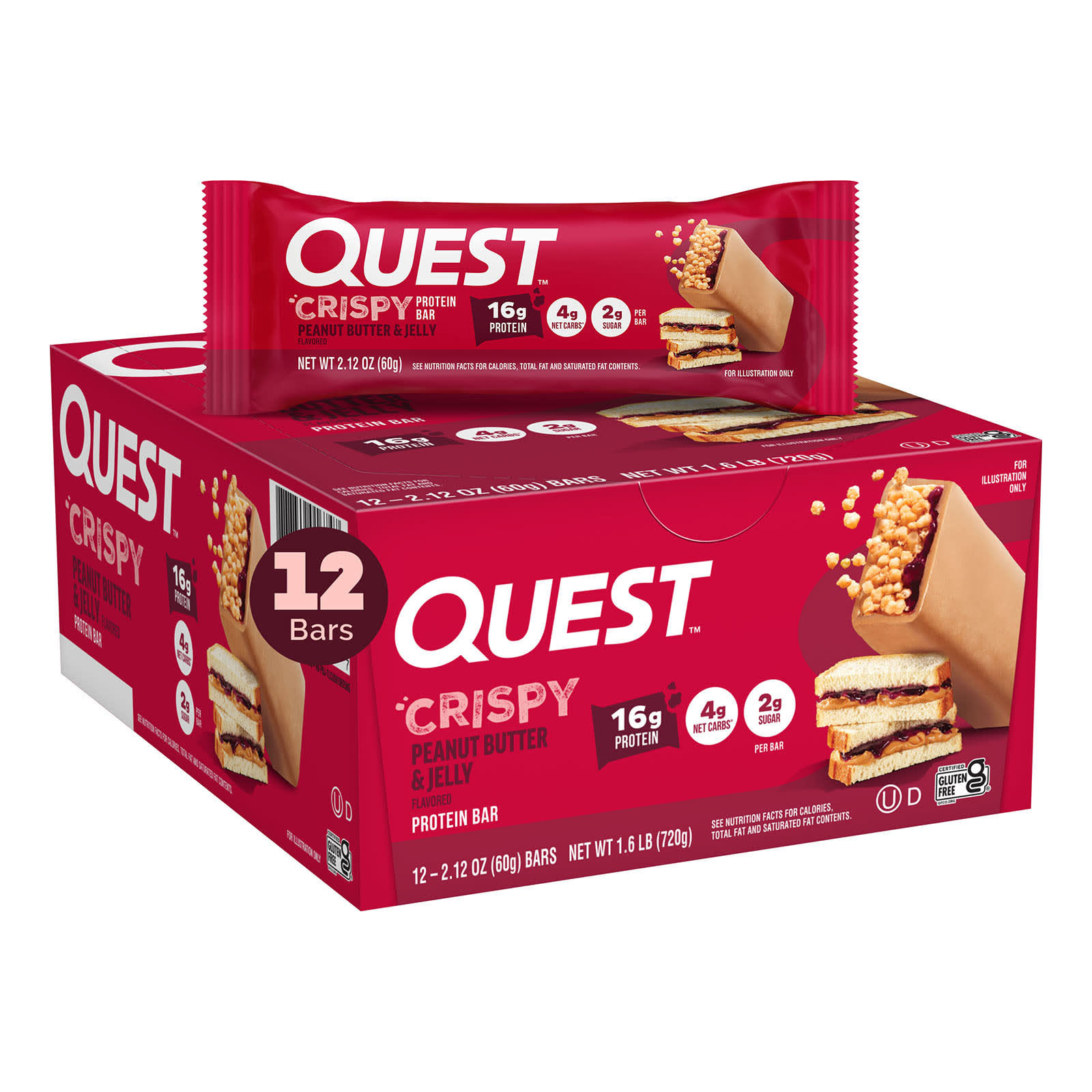 Quest Nutrition Protein Bar – Crispy Peanut Butter & Jelly – 60 g — Tunisie