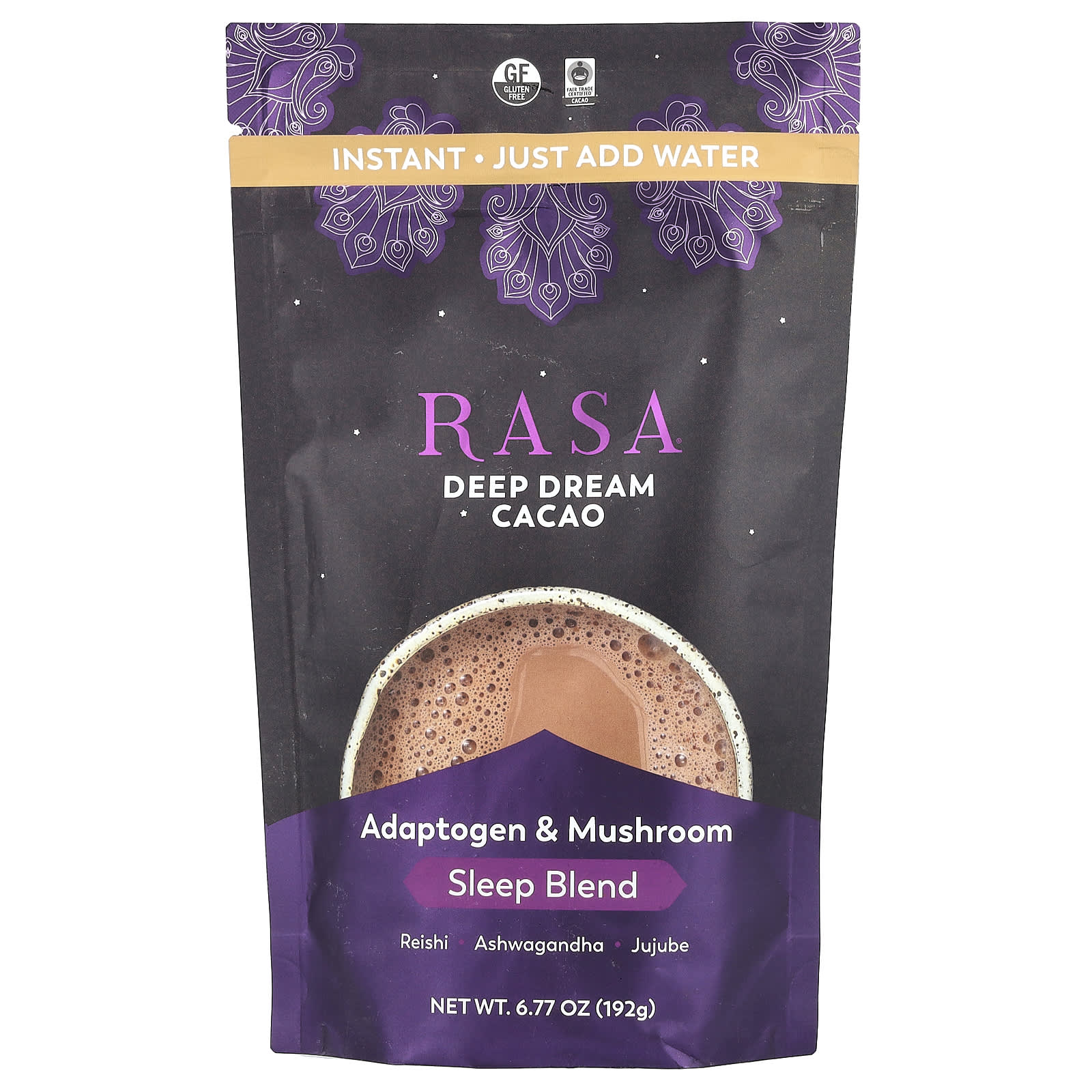 Rasa Adaptogen & Mushroom Sleep Blend, Instant, Deep Dream Cacao – 192 g — Tunisie