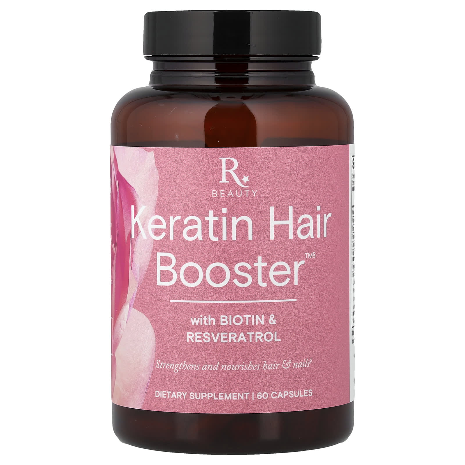 Reserveage Beauty Keratin Hair Booster with Biotin & Resveratrol – 60 gélules — étiquette 1