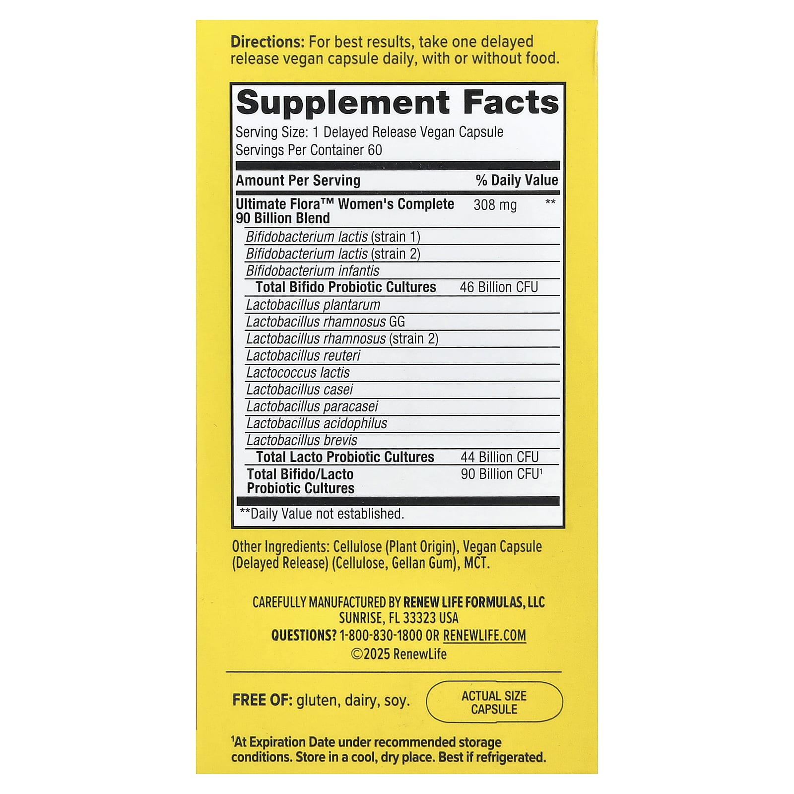 Renew Life Women's Complete, Ultimate Flora Probiotic, 60 Delayed Release Vegan Capsules — photo 2 sur 2