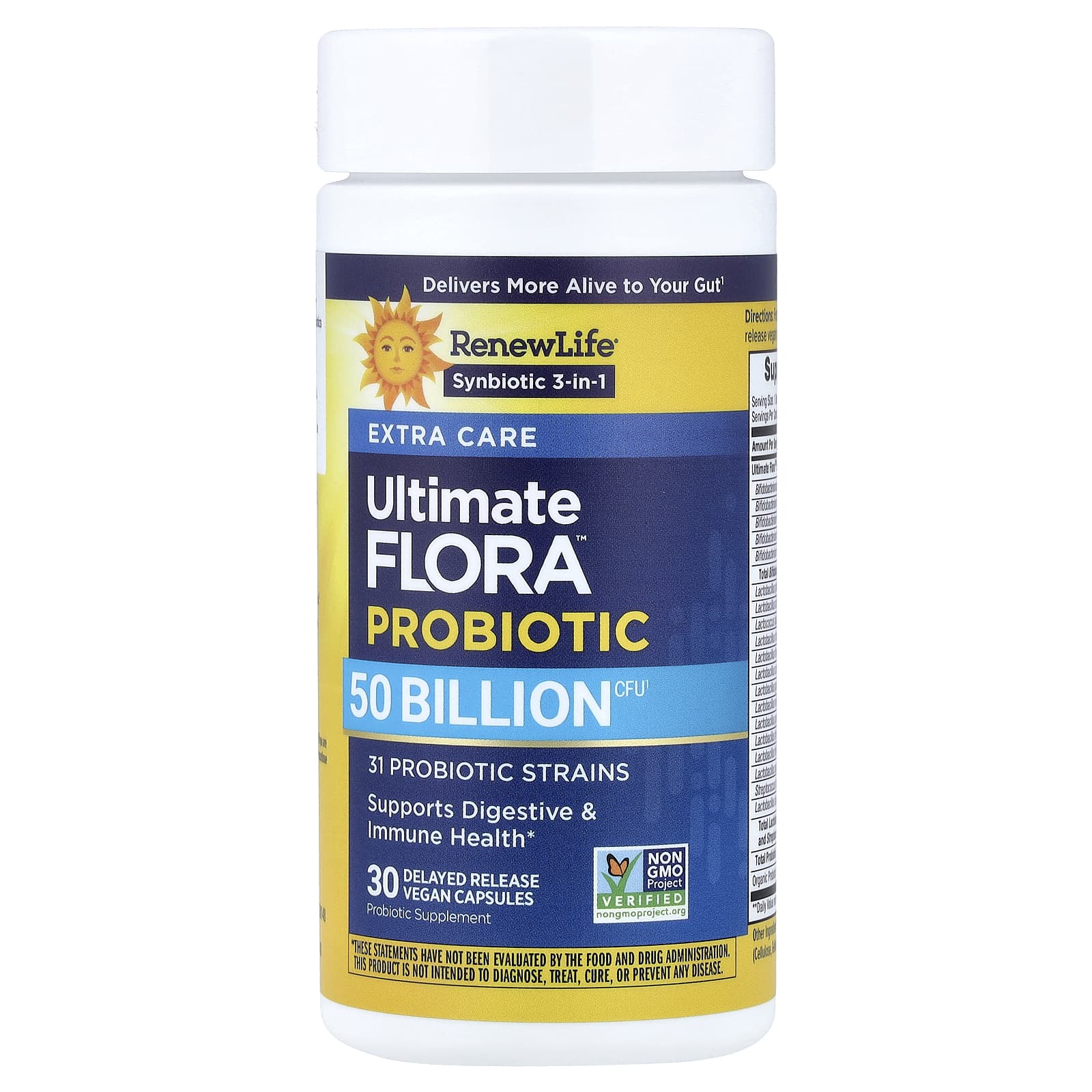 Renew Life Ultimate Flora Probiotic, 30 Delayed Release Vegan Capsules — étiquette 1