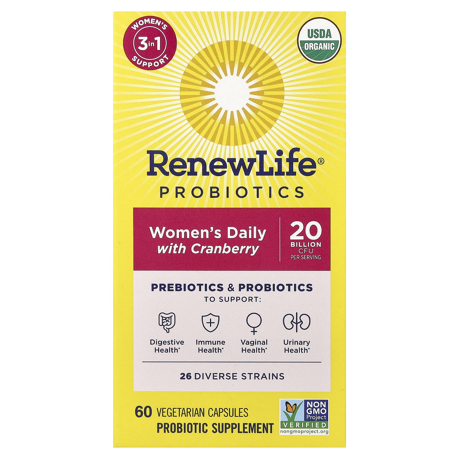 Renew Life Probiotics – Women's Daily with Cranberry – 60 gélules végétales — Tunisie
