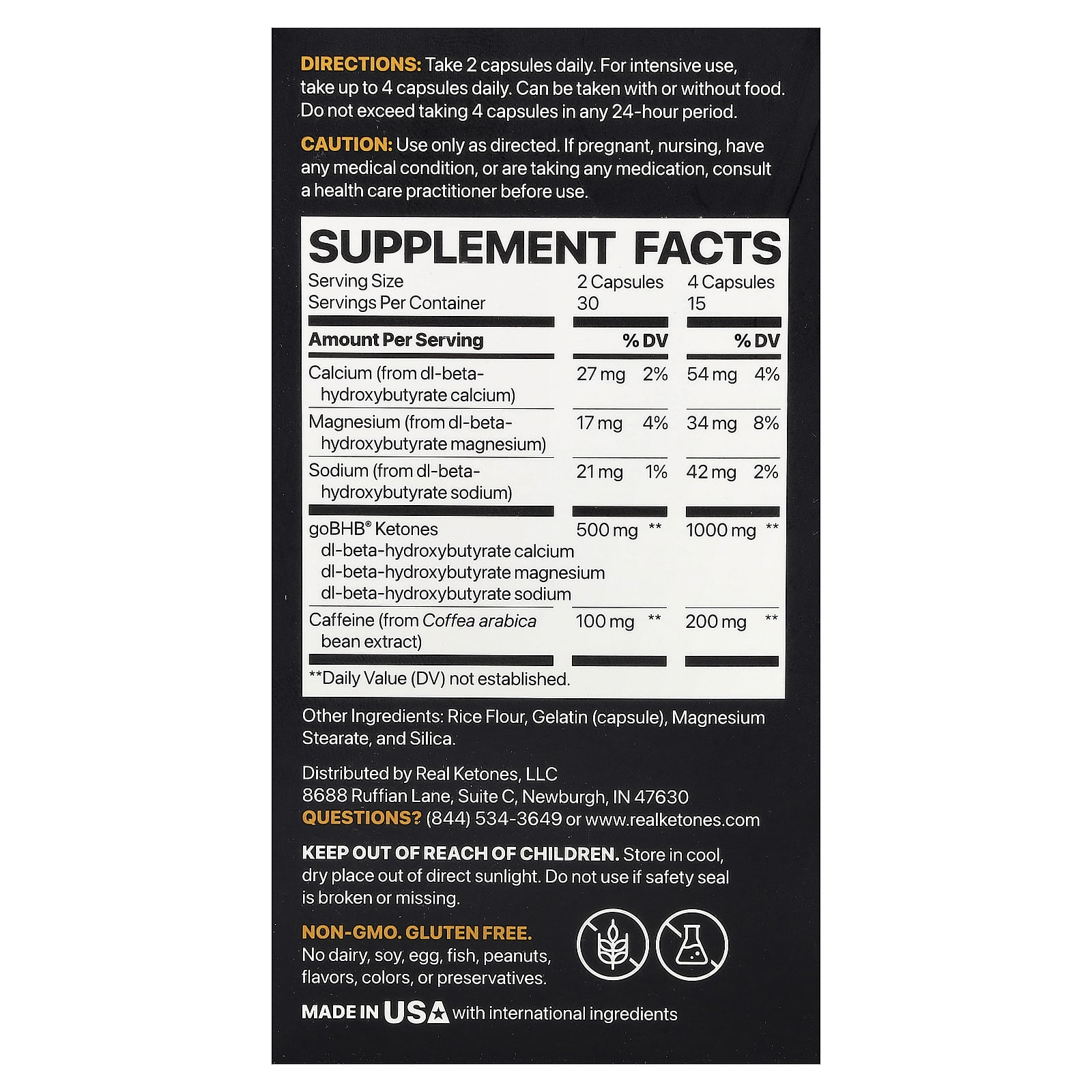 Real Ketones Ketone Fat Burner, goBHB Ketones Plus Caffeine – 60 gélules — photo 2 sur 2