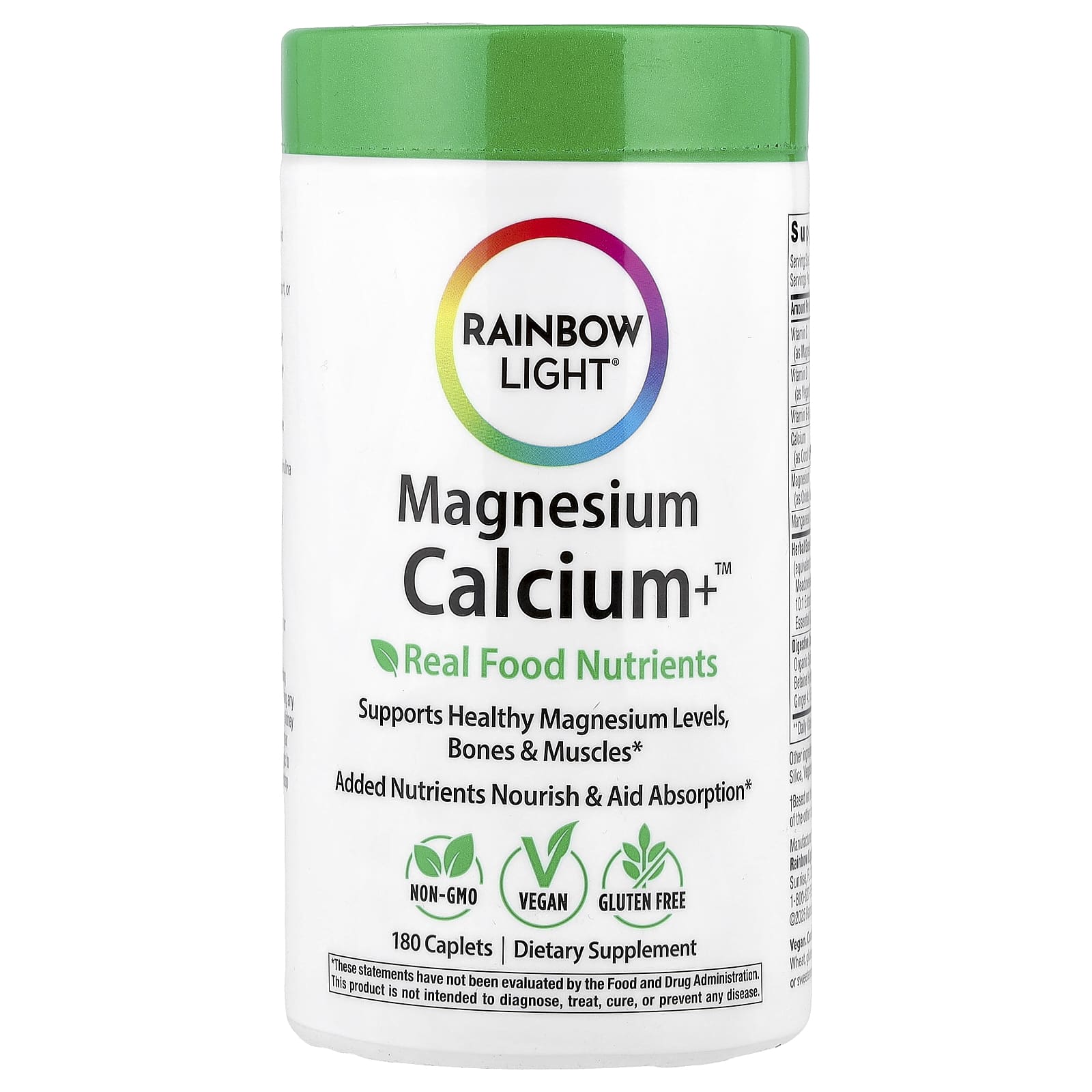 Rainbow Light Magnesium Calcium+, 180 Caplets — Tunisie
