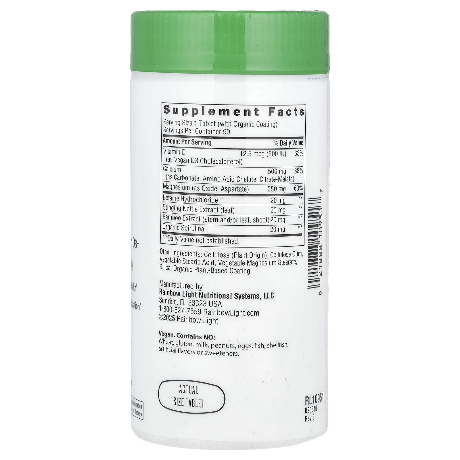 Rainbow Light Calcium With Magnesium & Vitamin D3+ – 90 comprimés — photo 2 sur 2
