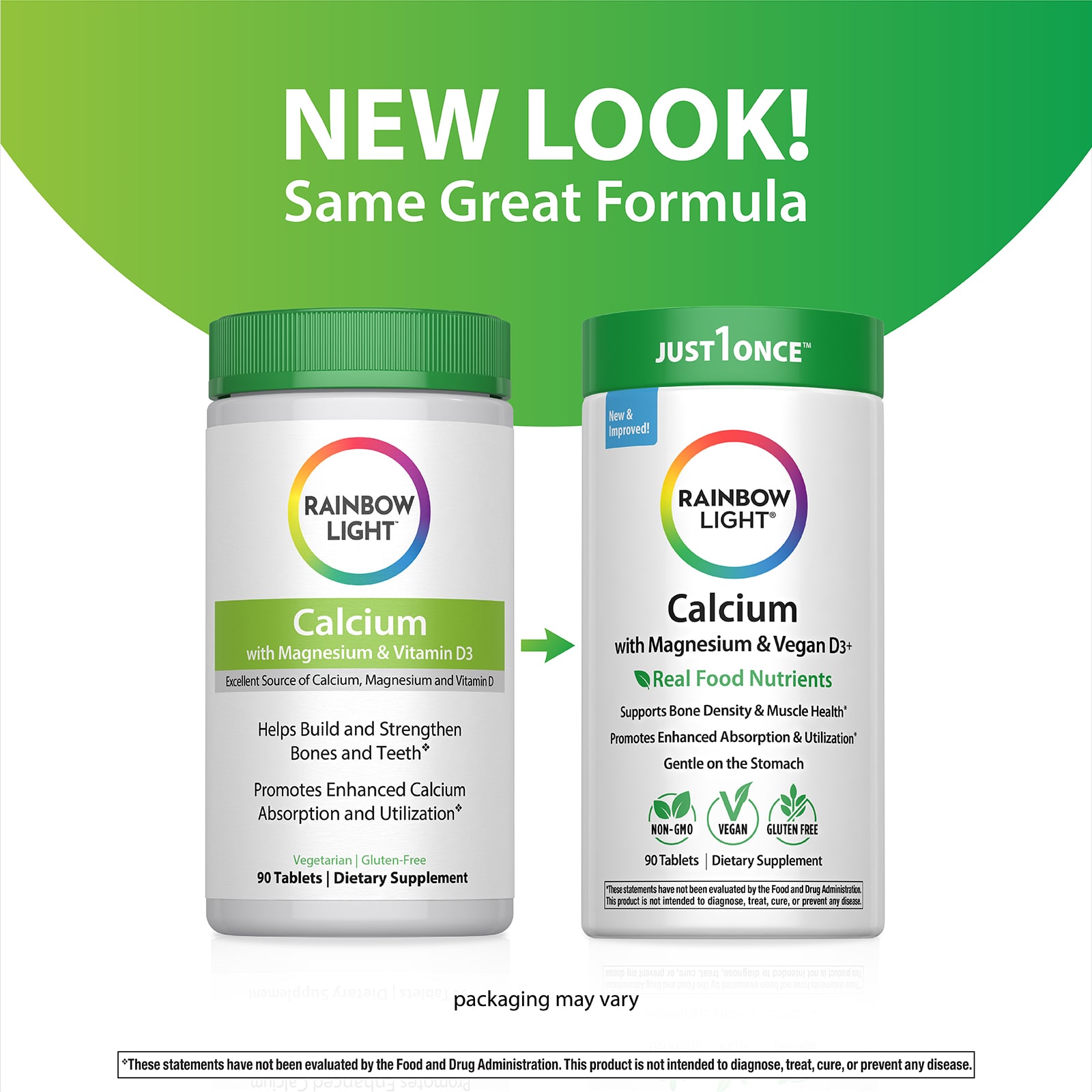 Rainbow Light Calcium With Magnesium & Vitamin D3+ – 90 comprimés — étiquette 1