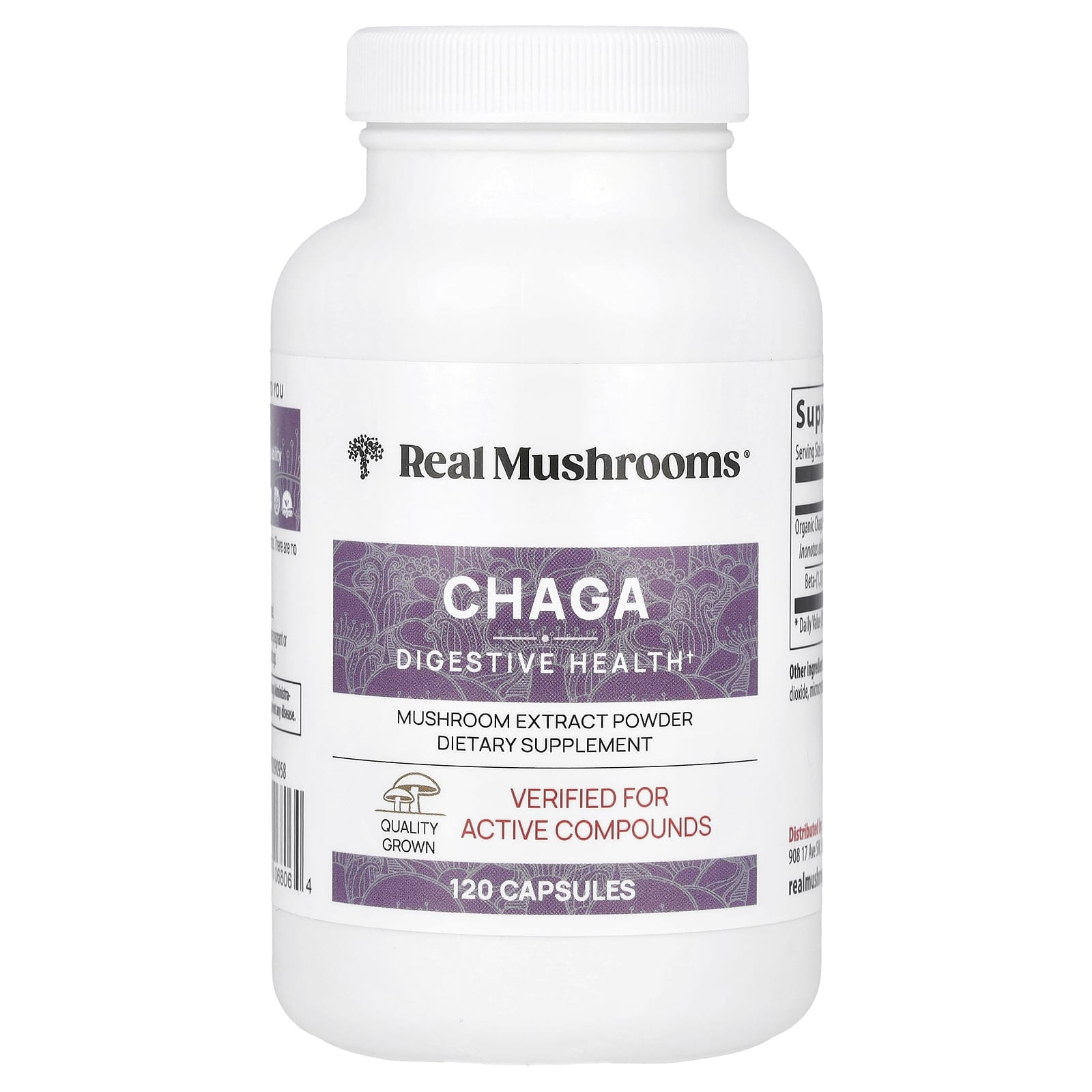 Real Mushrooms Chaga, Mushroom Extract Powder – 120 gélules — Tunisie