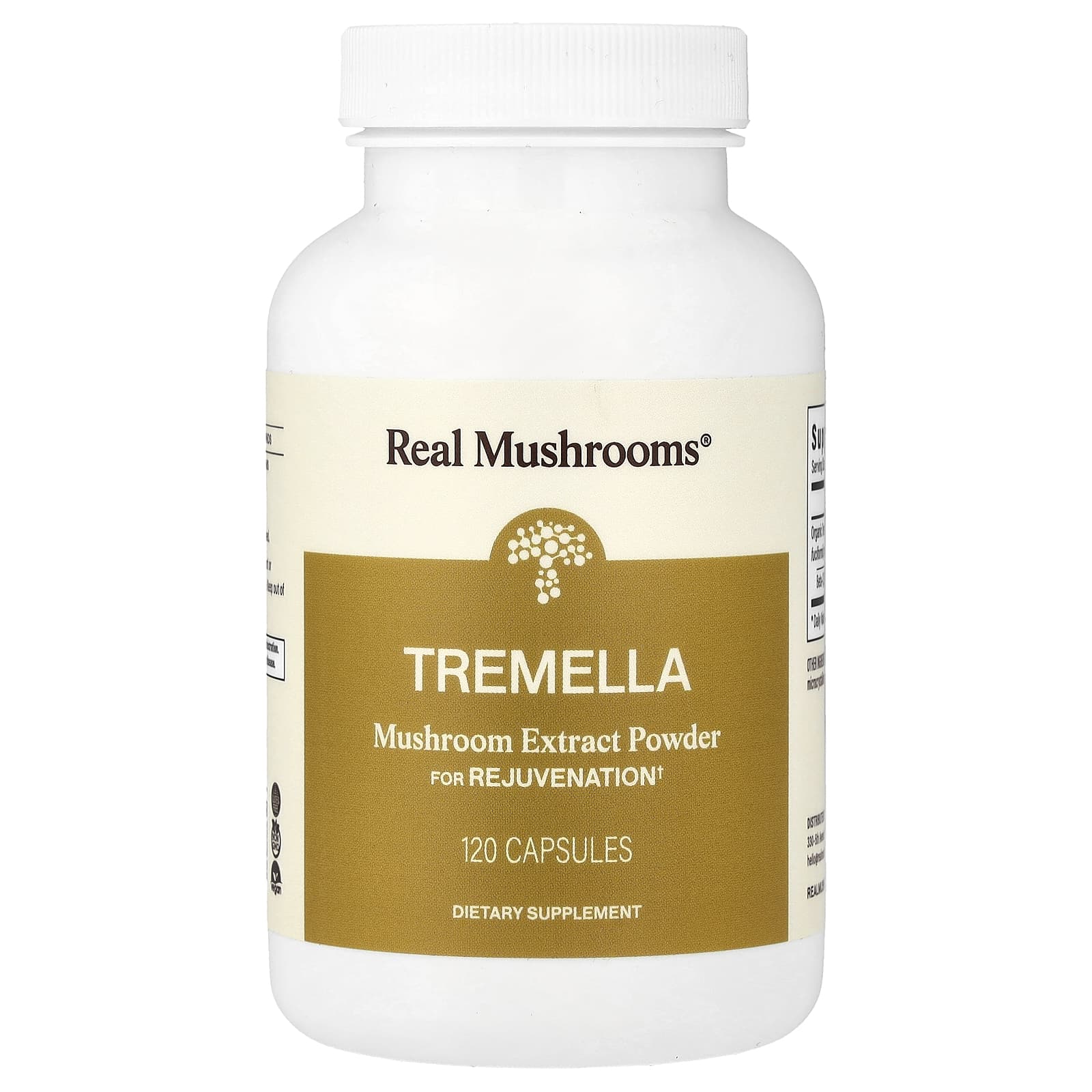Real Mushrooms Tremella, Mushroom Extract Powder – 120 gélules — Tunisie