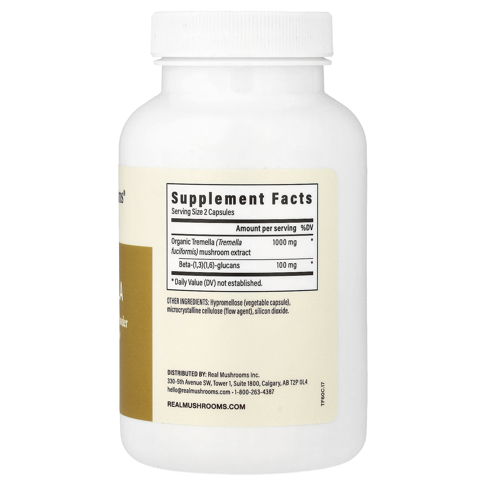Real Mushrooms Tremella, Mushroom Extract Powder – 120 gélules — photo 2 sur 2