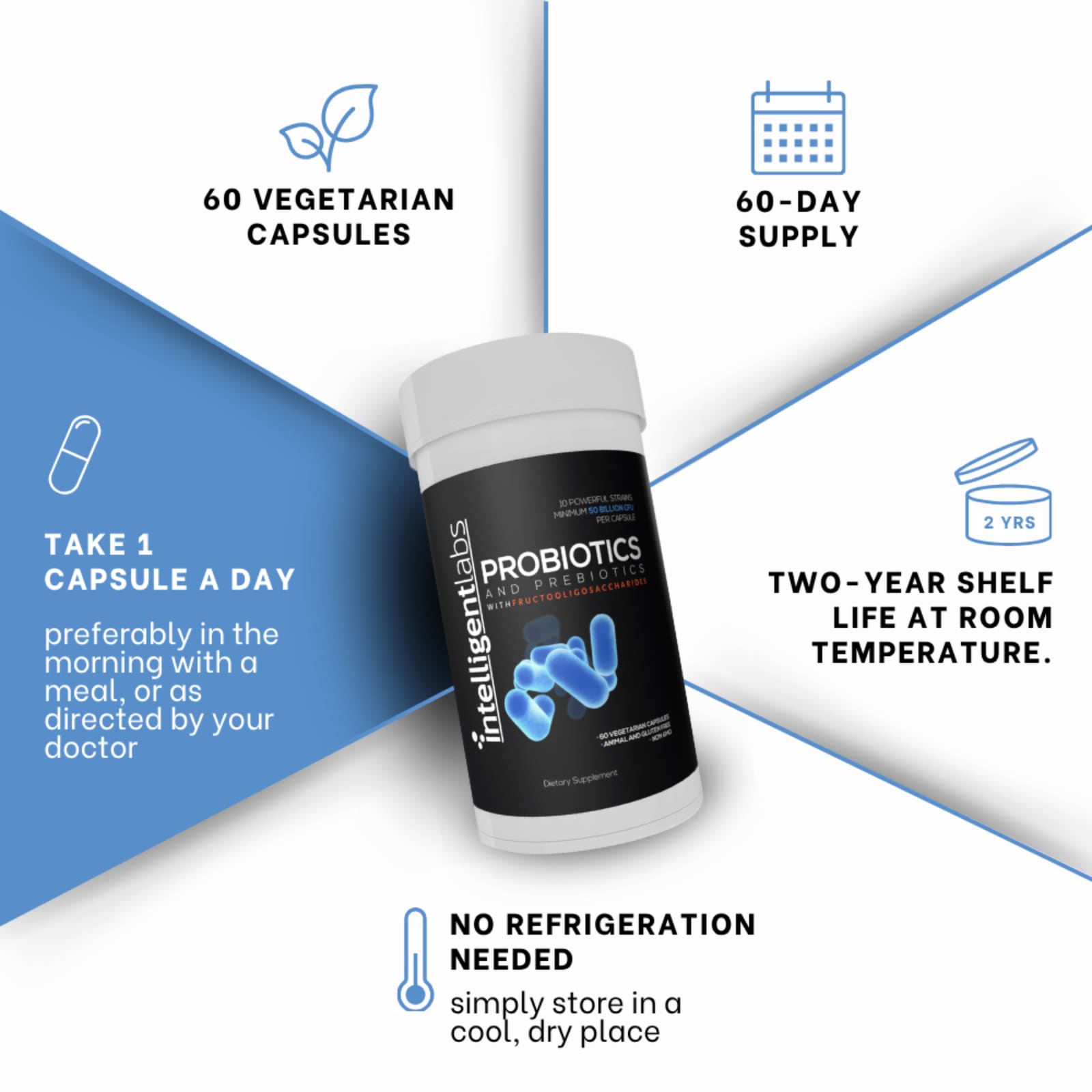 Intelligent Labs Probiotics and Prebiotics – 60 gélules végétales — étiquette 1