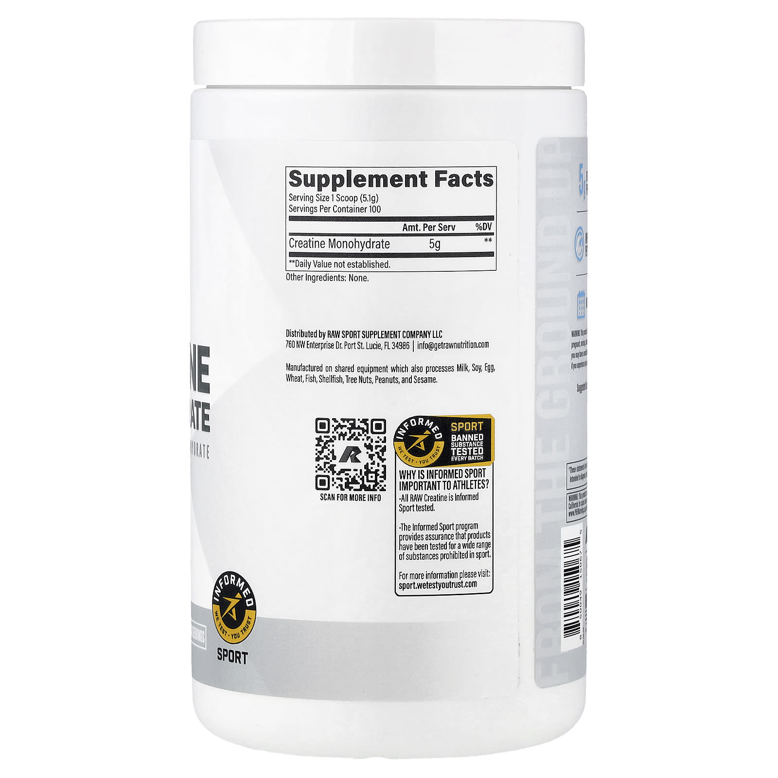 Raw Nutrition Essentials, Creatine Monohydrate – Sans arôme – 510 g — photo 2 sur 2
