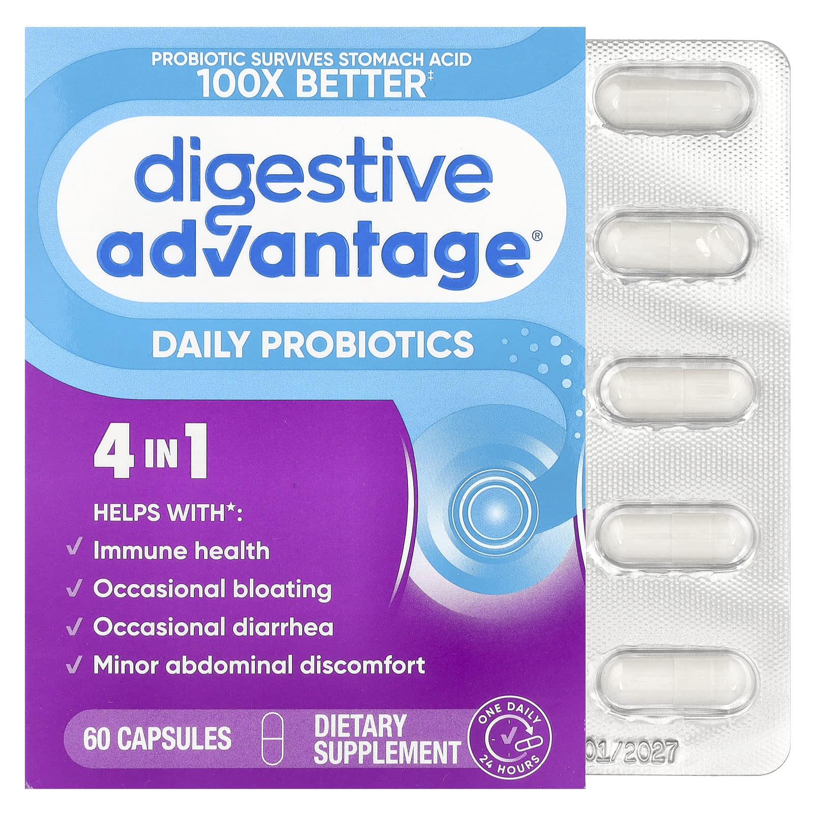 Schiff Digestive Advantage, Daily Probiotics – 60 gélules — Tunisie