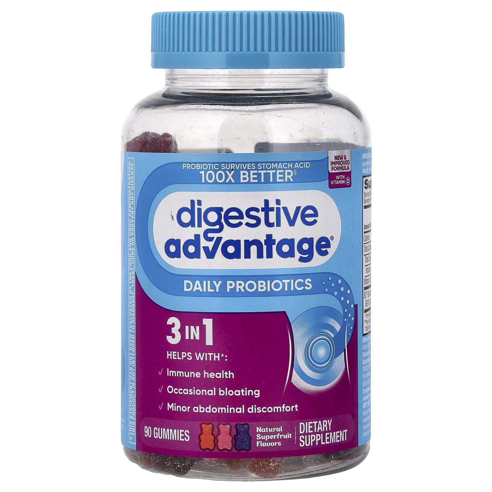 Schiff Digestive Advantage, Daily Probiotics Gummies – Natural Superfruit – 90 gommes — Tunisie