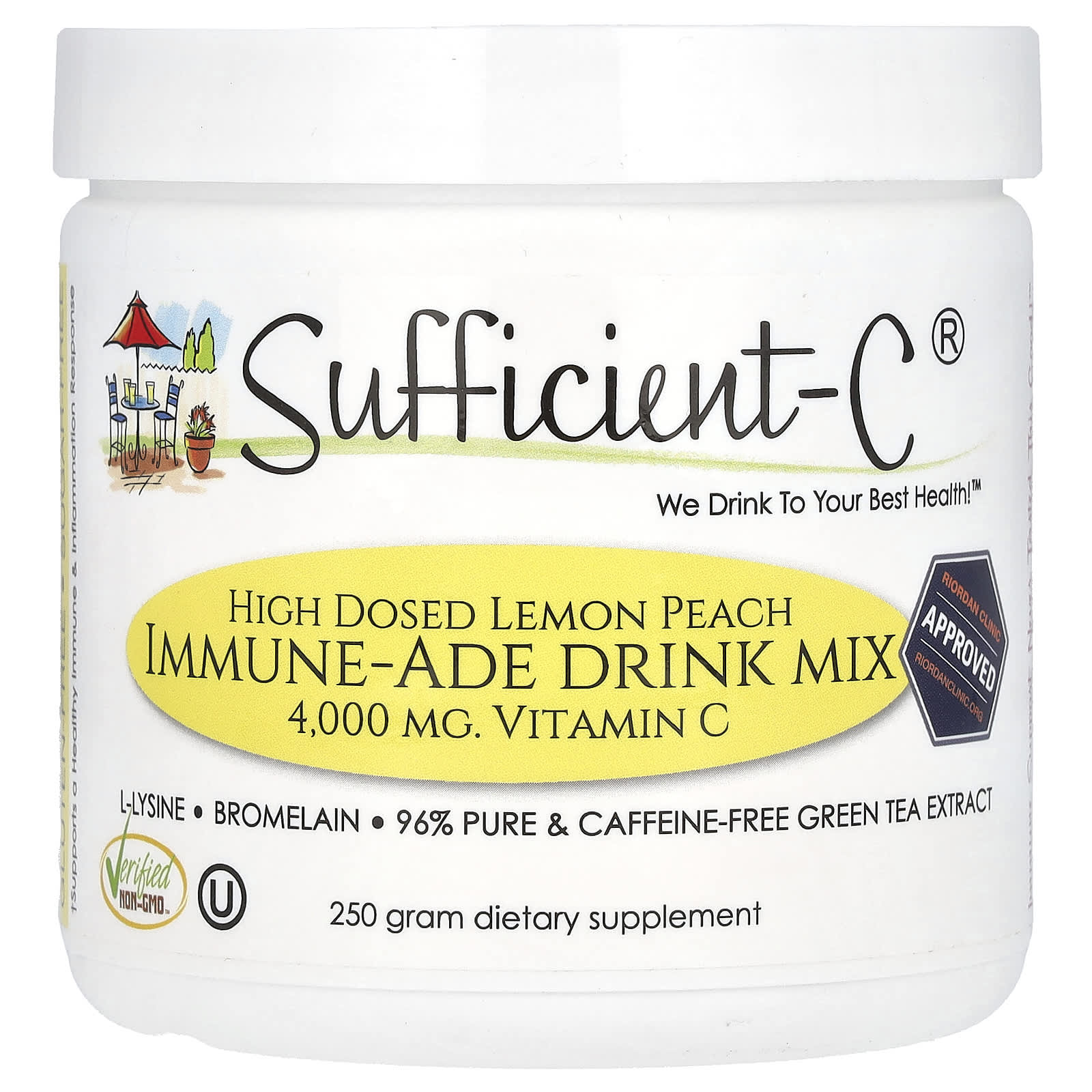 Sufficient C High Dosed Immune-Ade Drink Mix – Lemon Peach – 250 g — Tunisie