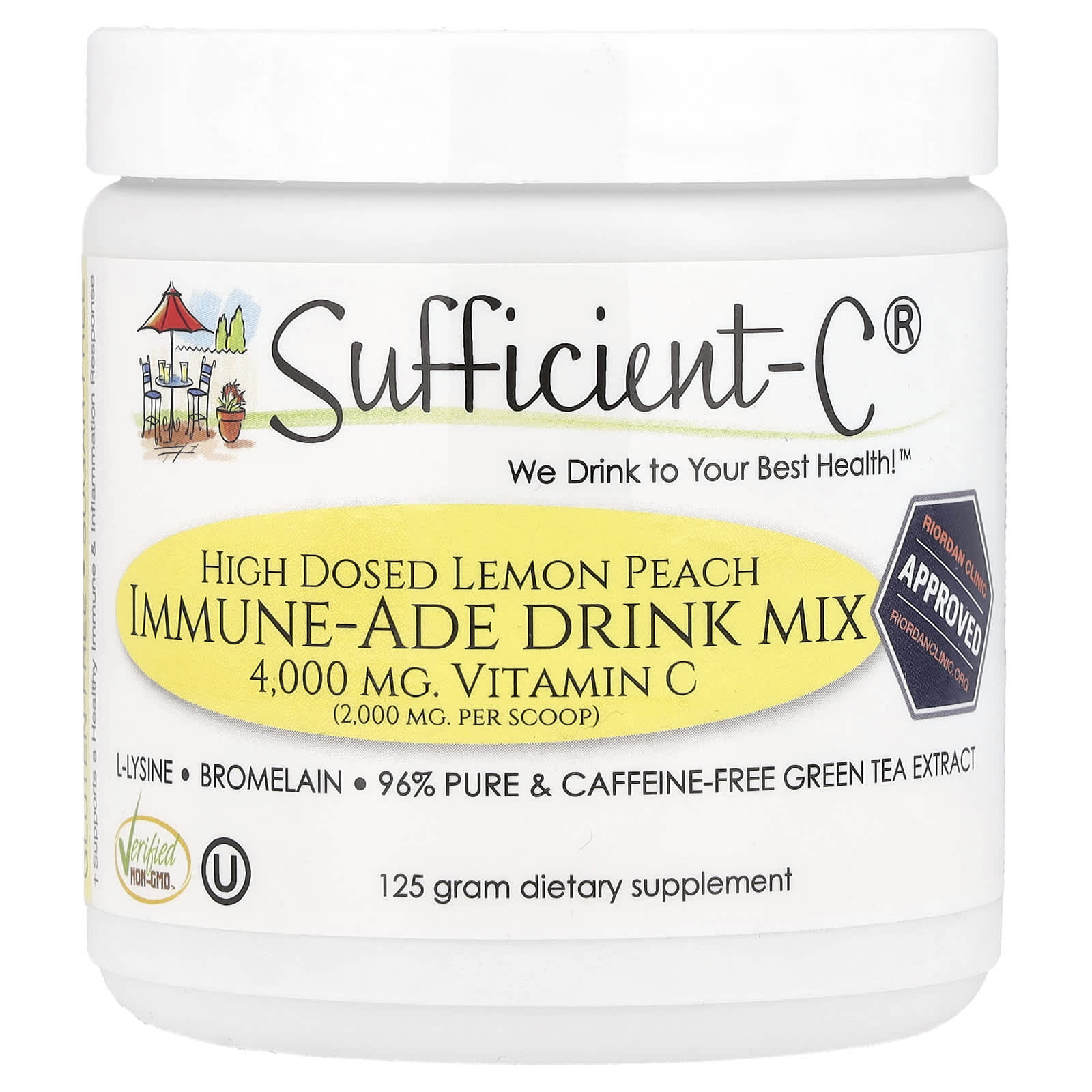Sufficient C High Dosed Immune-Ade Drink Mix – Lemon Peach – 125 g — Tunisie
