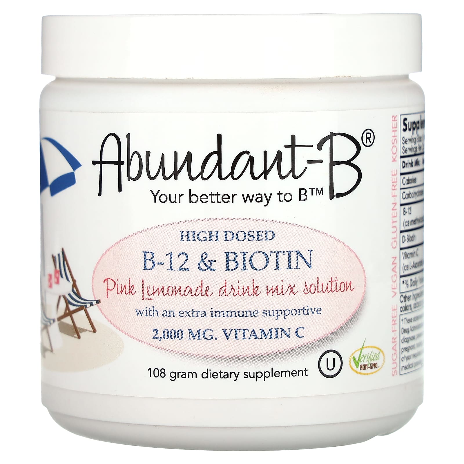 Sufficient C Abundant-B High Dosed Methyl B-12 & Biotin Drink Mix – Pink Lemonade – 108 g — Tunisie