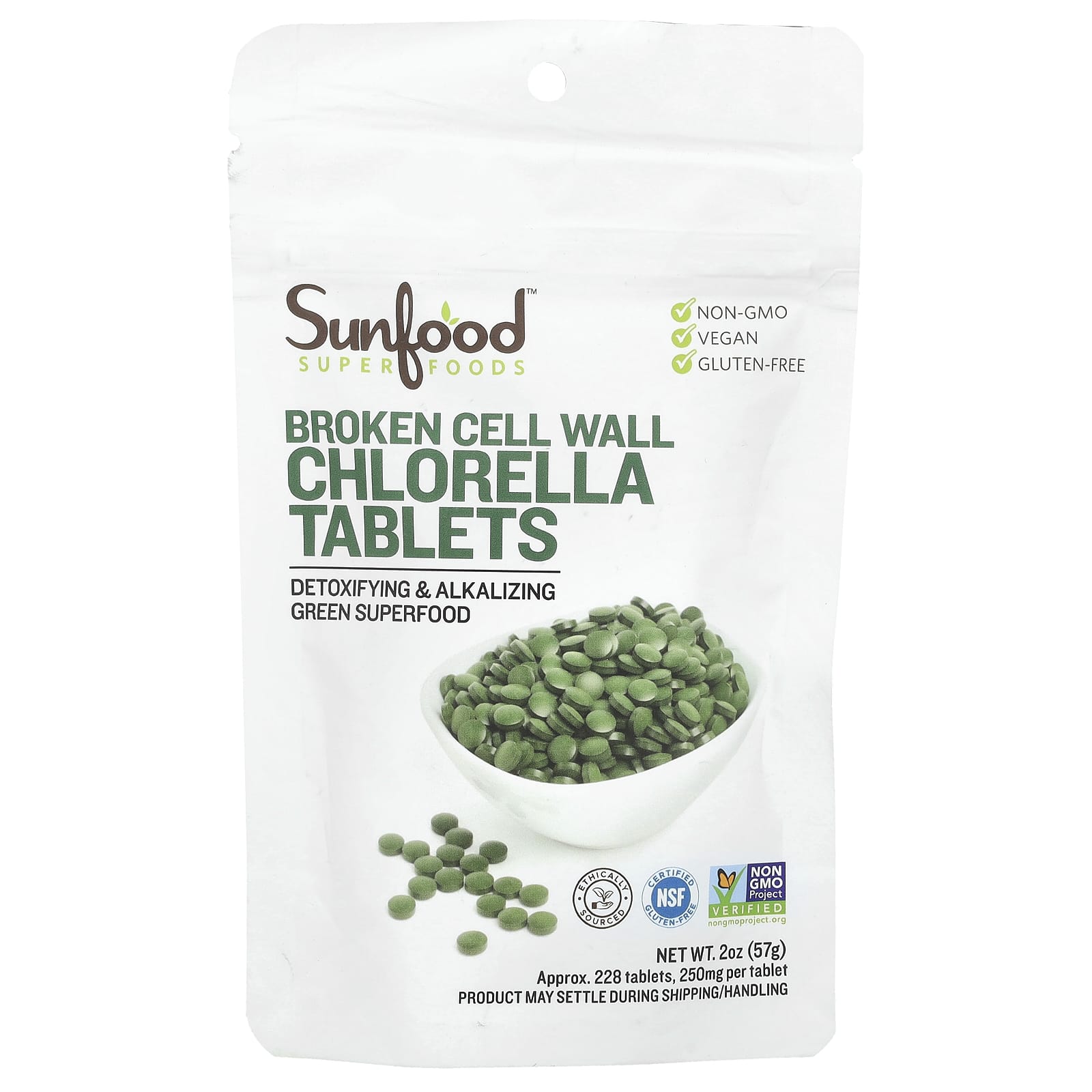 Sunfood Broken Cell Wall Chlorella Tablets – 57 g — Tunisie