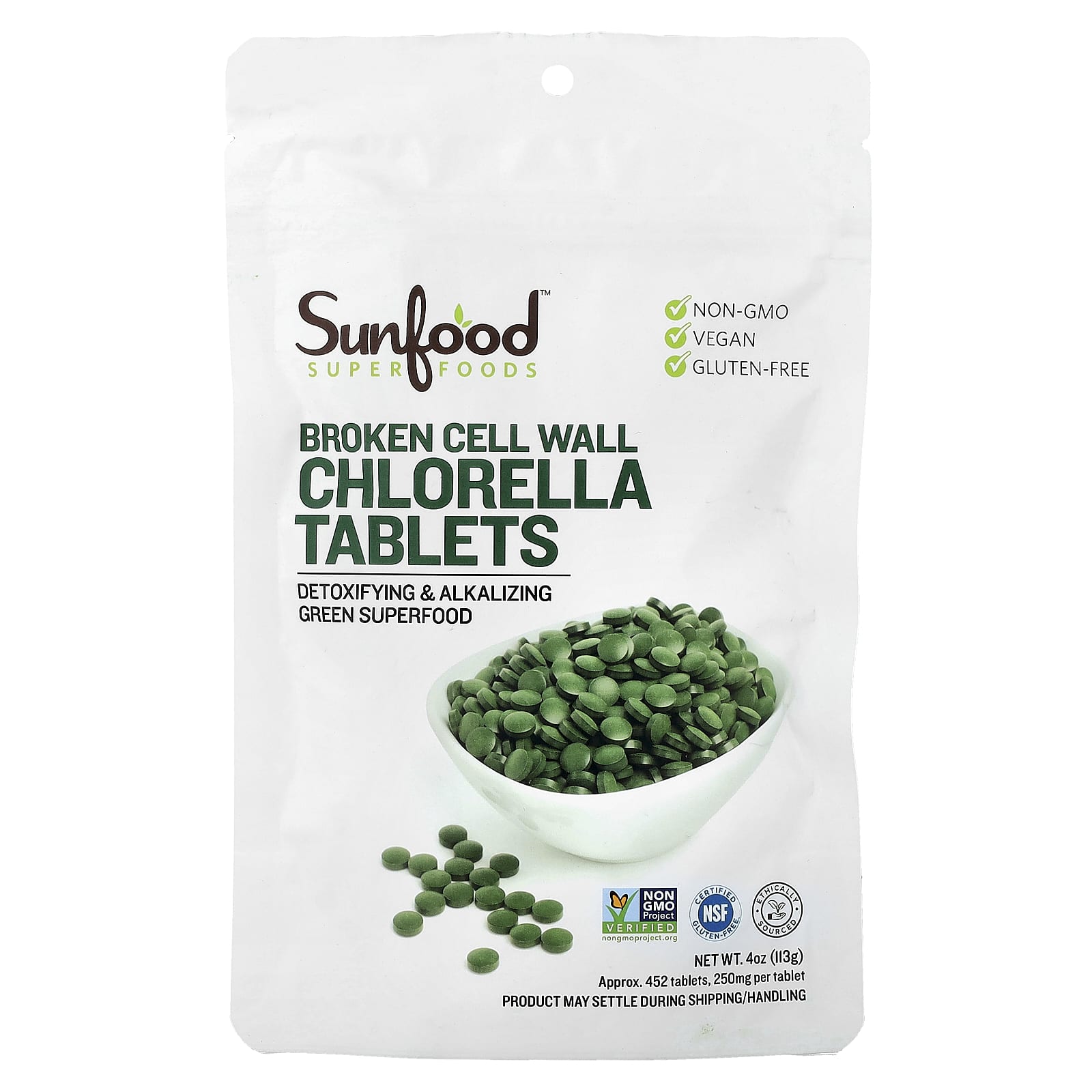 Sunfood Broken Cell Wall Chlorella Tablets – 113 g — Tunisie