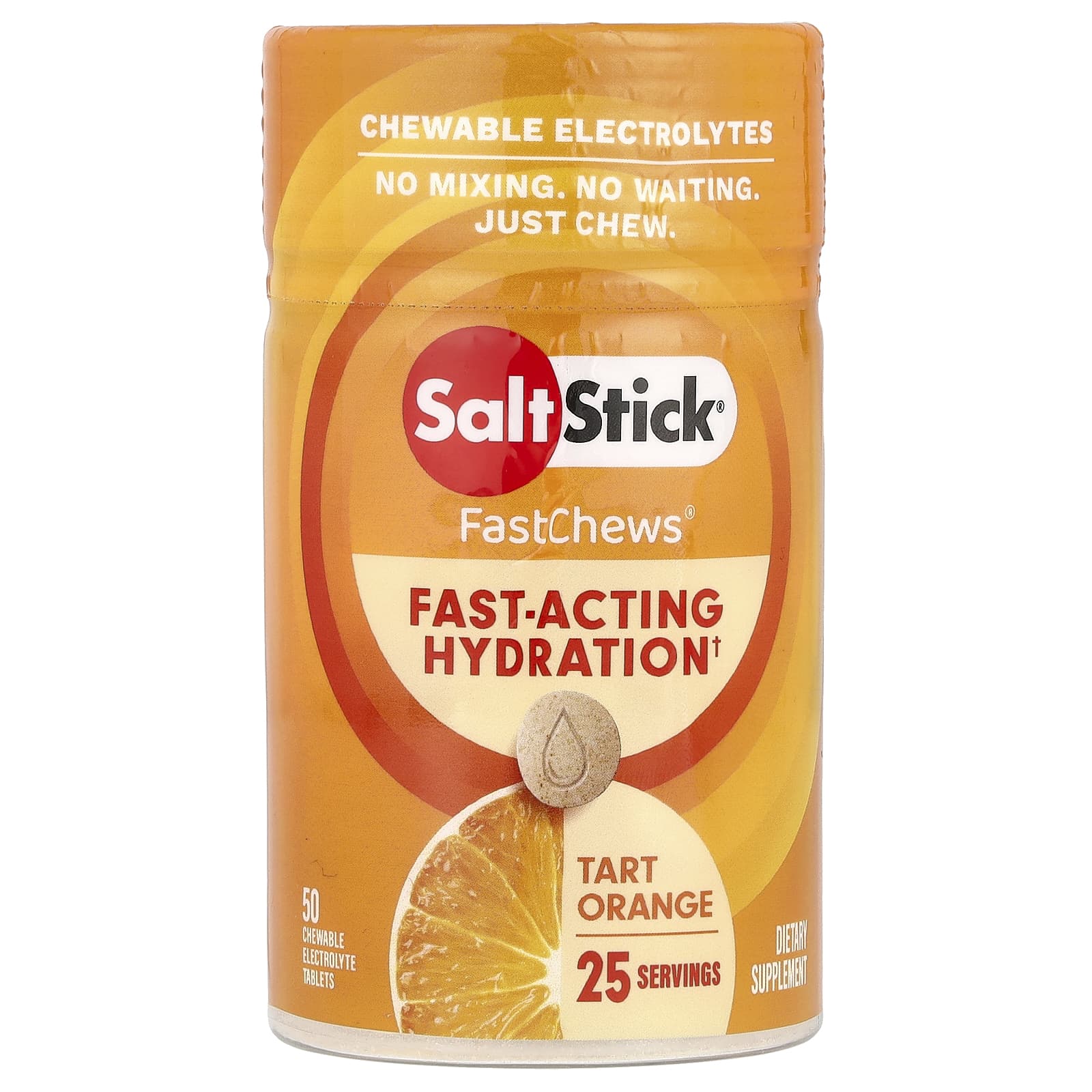 SaltStick FastChews, Chewable Electrolytes, 50 Chewable Tablets – Tart Orange — Tunisie