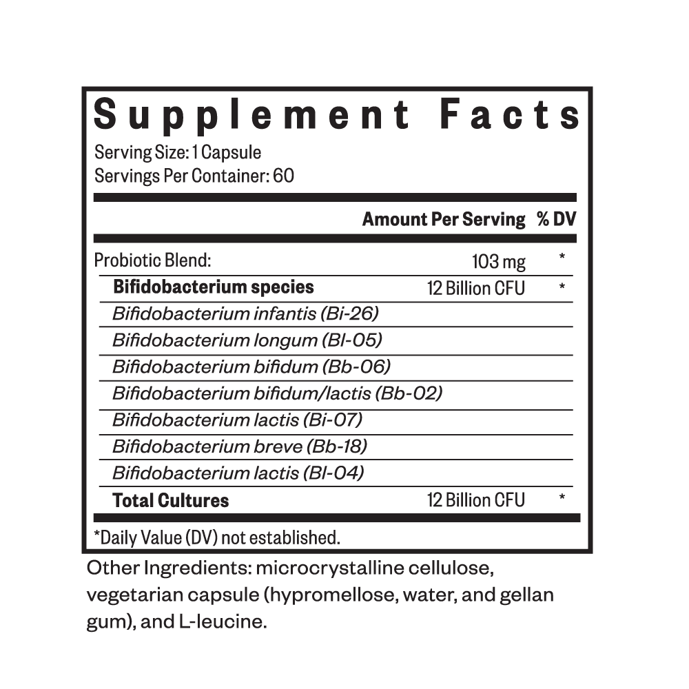 Seeking Health ProBiota Bifidobacterium – 60 gélules — étiquette 2