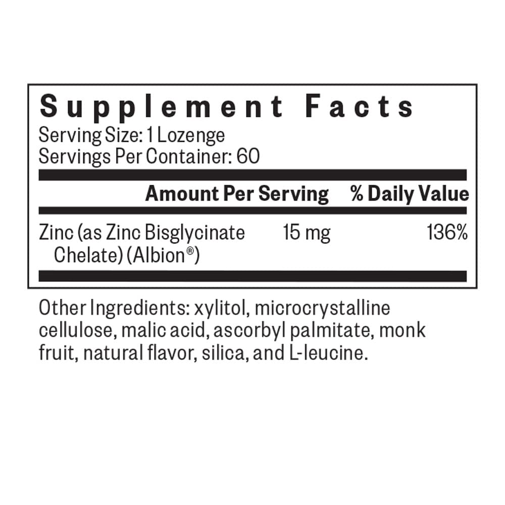 Seeking Health Zinc Lozenge – 60 pastilles — étiquette 2